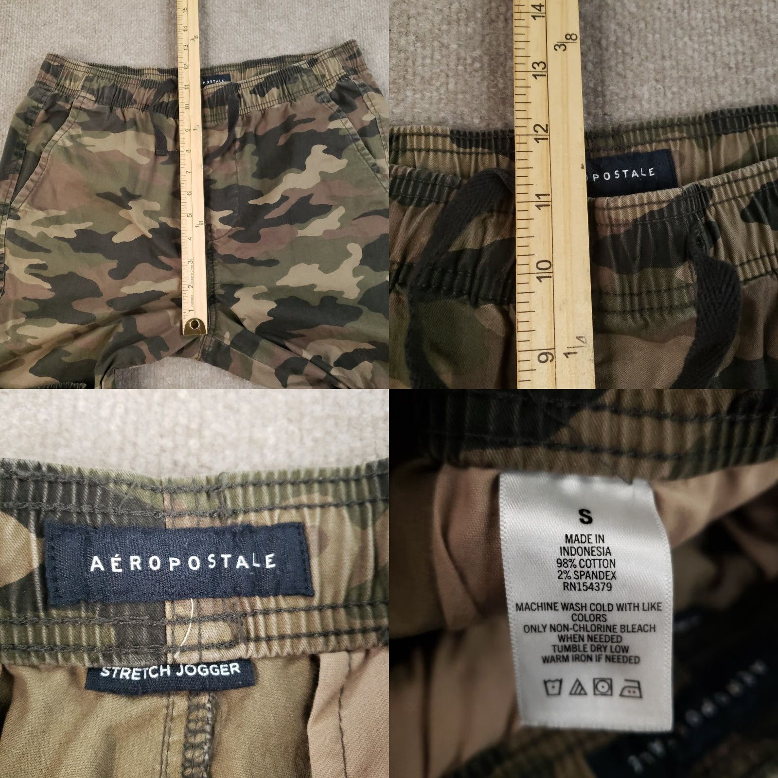 Vintage Aéropostale Jogger Pants Womens Small Green Brown Camo Elastic Waist Stretch Size 28" / US 6 / IT 42 - 8 Thumbnail