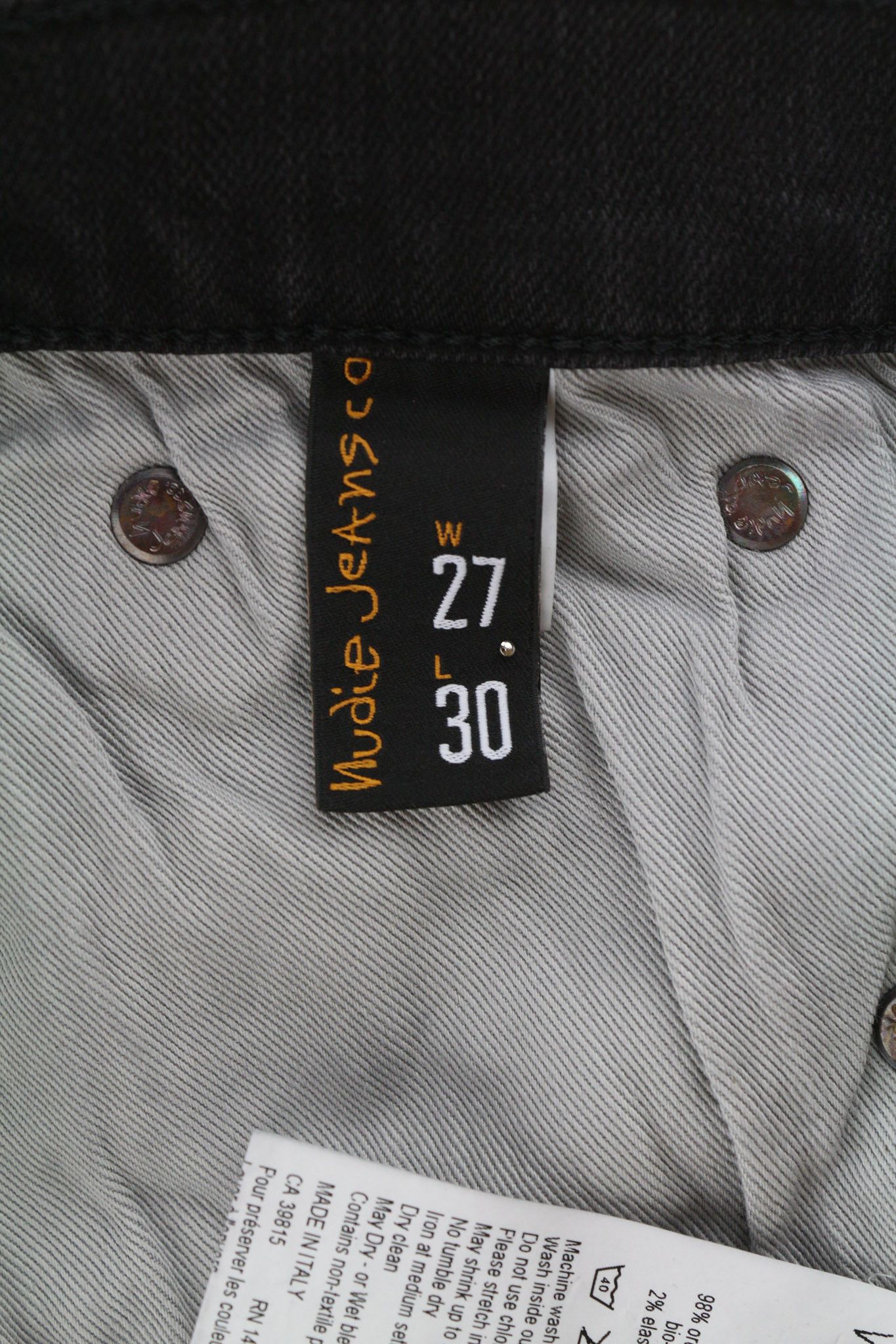 Nudie Jeans PIPE LED W27/L30 Used Black Organic Slim Fit Denim 81633 Size 27" / US 4 / IT 40 - 7 Thumbnail