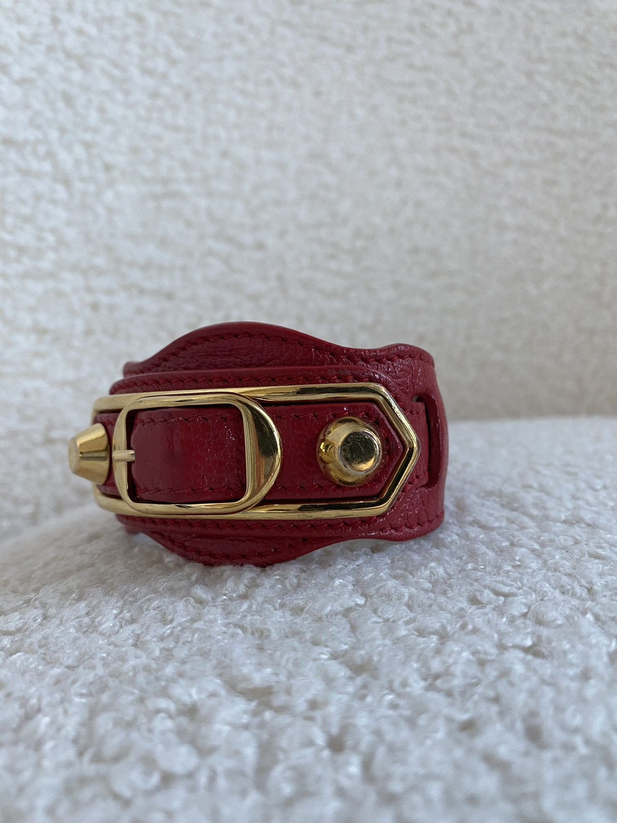 Balenciaga × Designer Balenciaga arena giant red leather bracelet - medium Size ONE SIZE - 2 Thumbnail
