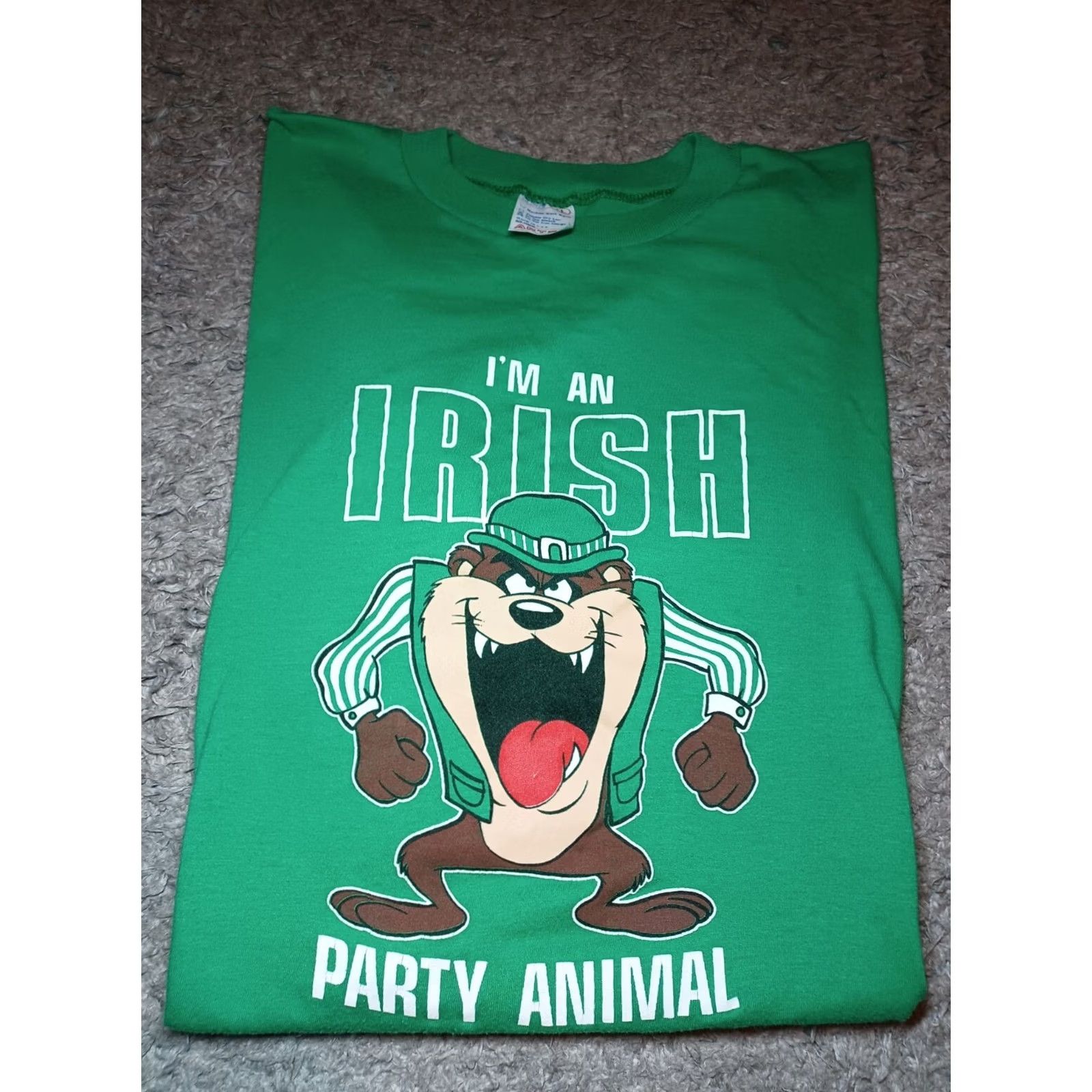 Vintage VINTAGE Tazmanian Devil Shirt Looney Tunes St Patrick's Irish Green 1980s Graphic Tee Unisex L Mens Size US L / EU 52-54 / 3 - 2 Thumbnail