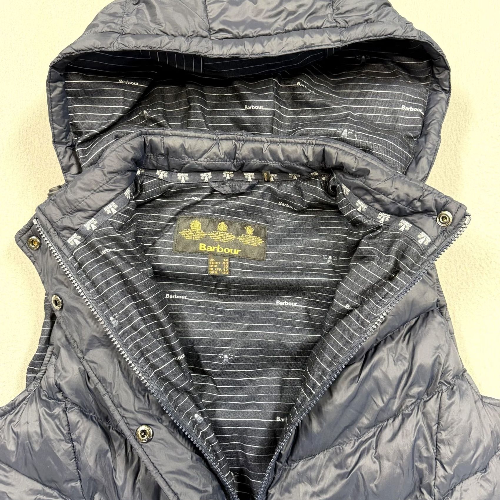 Barbour Barbour Vest Womens 10 Blue Quilted Puffer Hooded Full Zip Insulated Warm Jacket/Coat Size L / US 10 / IT 46 - 3 Thumbnail