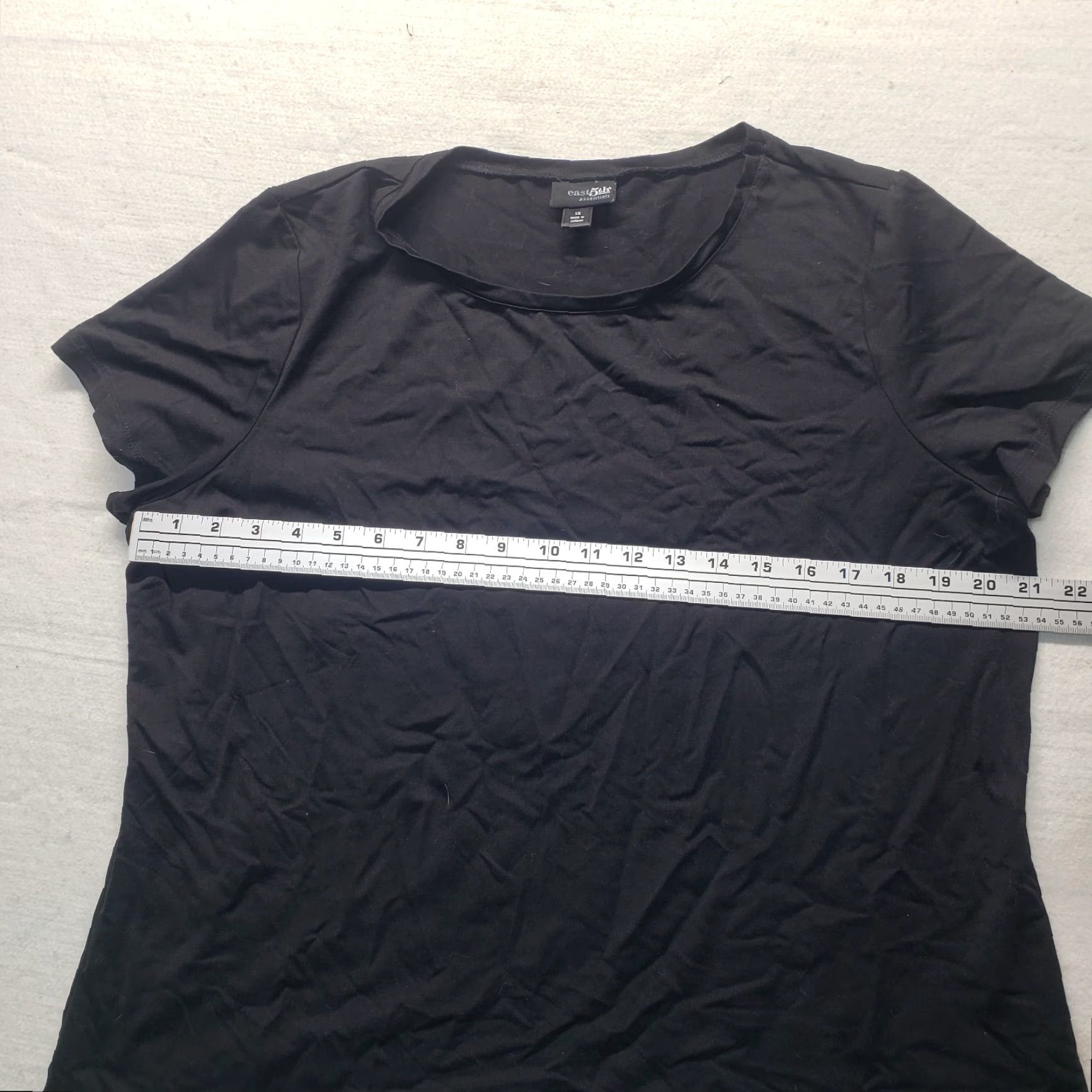 Vintage East 5th Shirt Women 1X Solid Black Short Sleeve Crew Neck Jersey Tee Size XL / US 12-14 / IT 48-50 - 3 Thumbnail