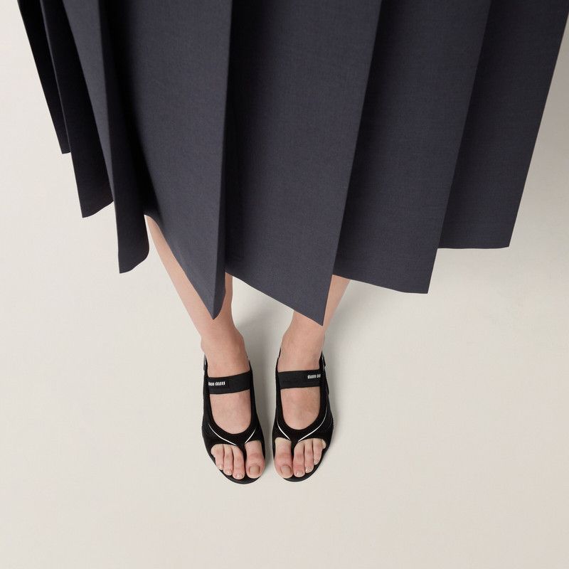 Miu Miu o1B3y1r0426 Gymnasium Technical Fabric Thong Ballerinas Size US 9.5 / IT 39.5 - 4 Thumbnail