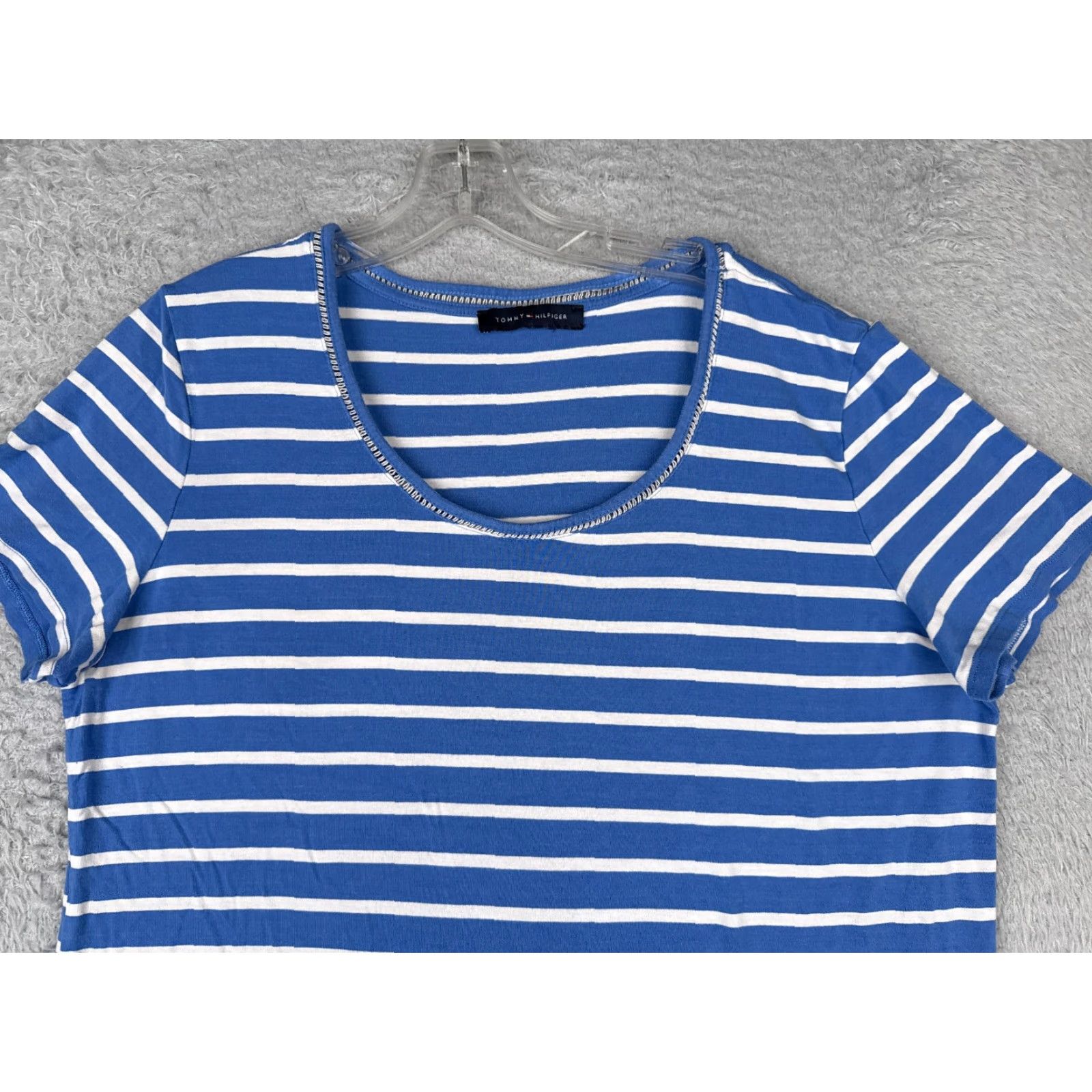 Tommy Hilfiger Tommy Hilfiger Shirt Women Adult XL Blue Striped Scoop Neck Short Sleeve Logo T-Shirt Casual Womens Size XL / US 12-14 / IT 48-50 - 4 Thumbnail
