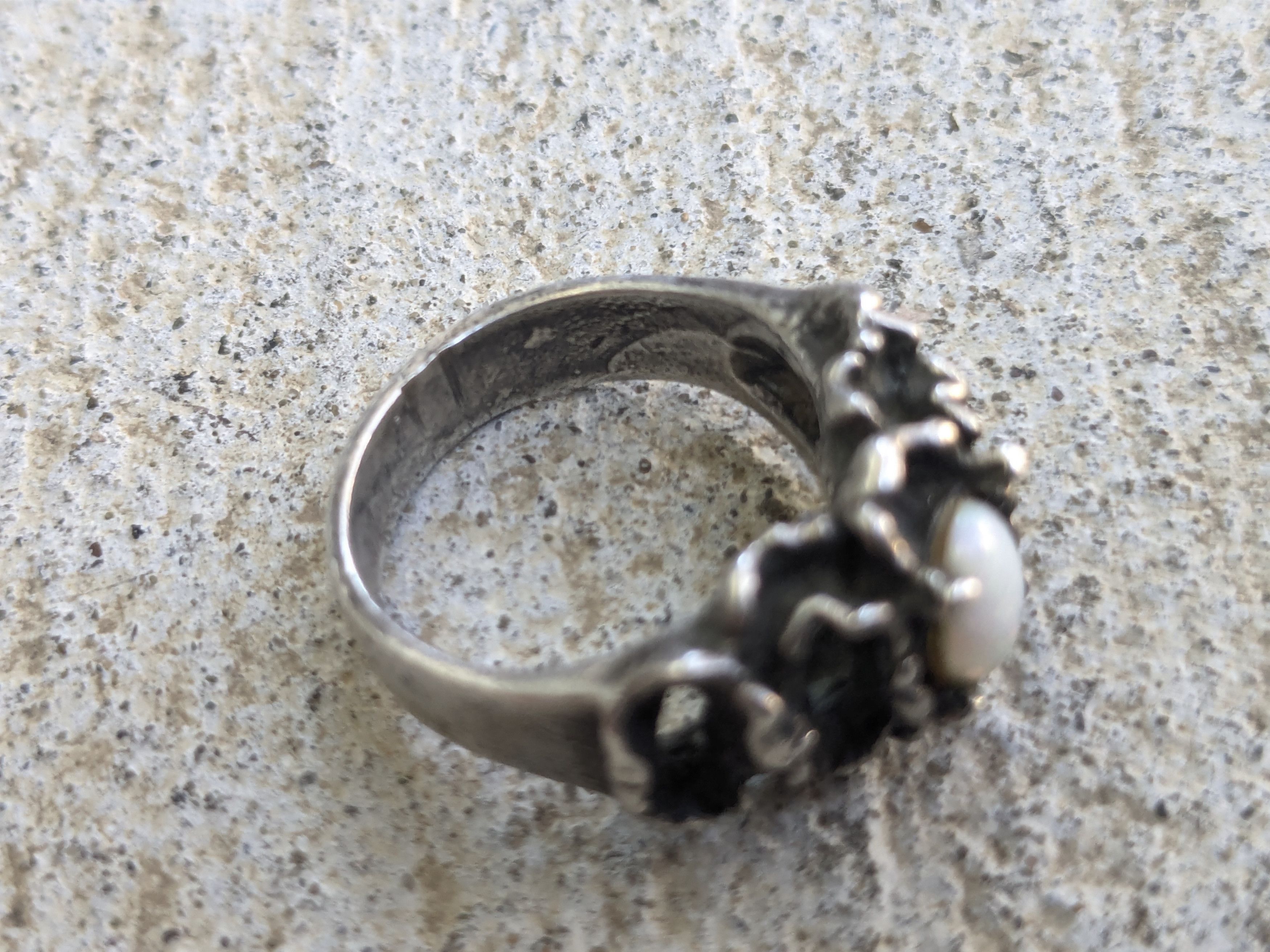 Jewelry × Vintage Vintage Sterling Silver Ring Opal Band Oval 5.75 Brutalist Size ONE SIZE - 6 Thumbnail