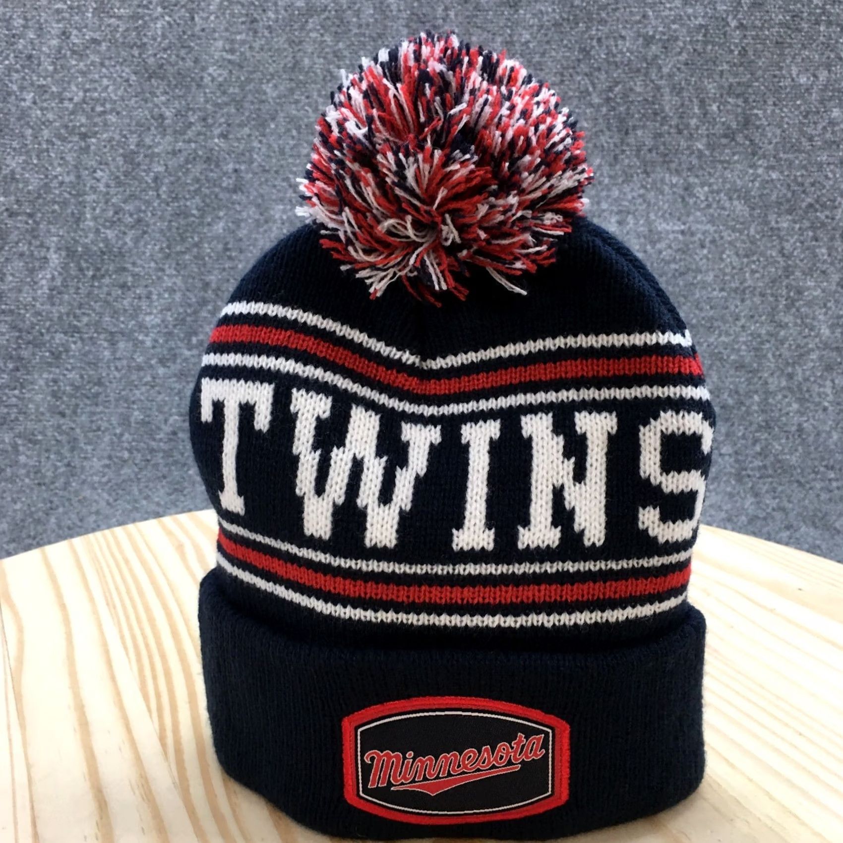 Twins Minnesota Twins Blue Knitted Acrylic Pompom Cuffed Beanie Hat Unisex OSFA Winter Size ONE SIZE - 5 Thumbnail