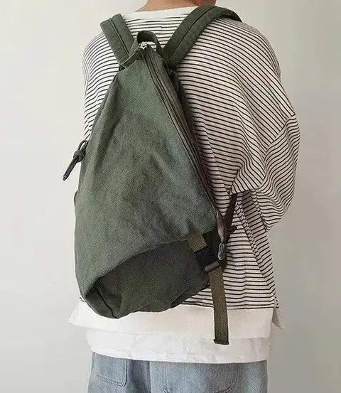 Japanese Brand Retro y2k irregular canvas backpack aesthetic Size ONE SIZE - 3 Thumbnail