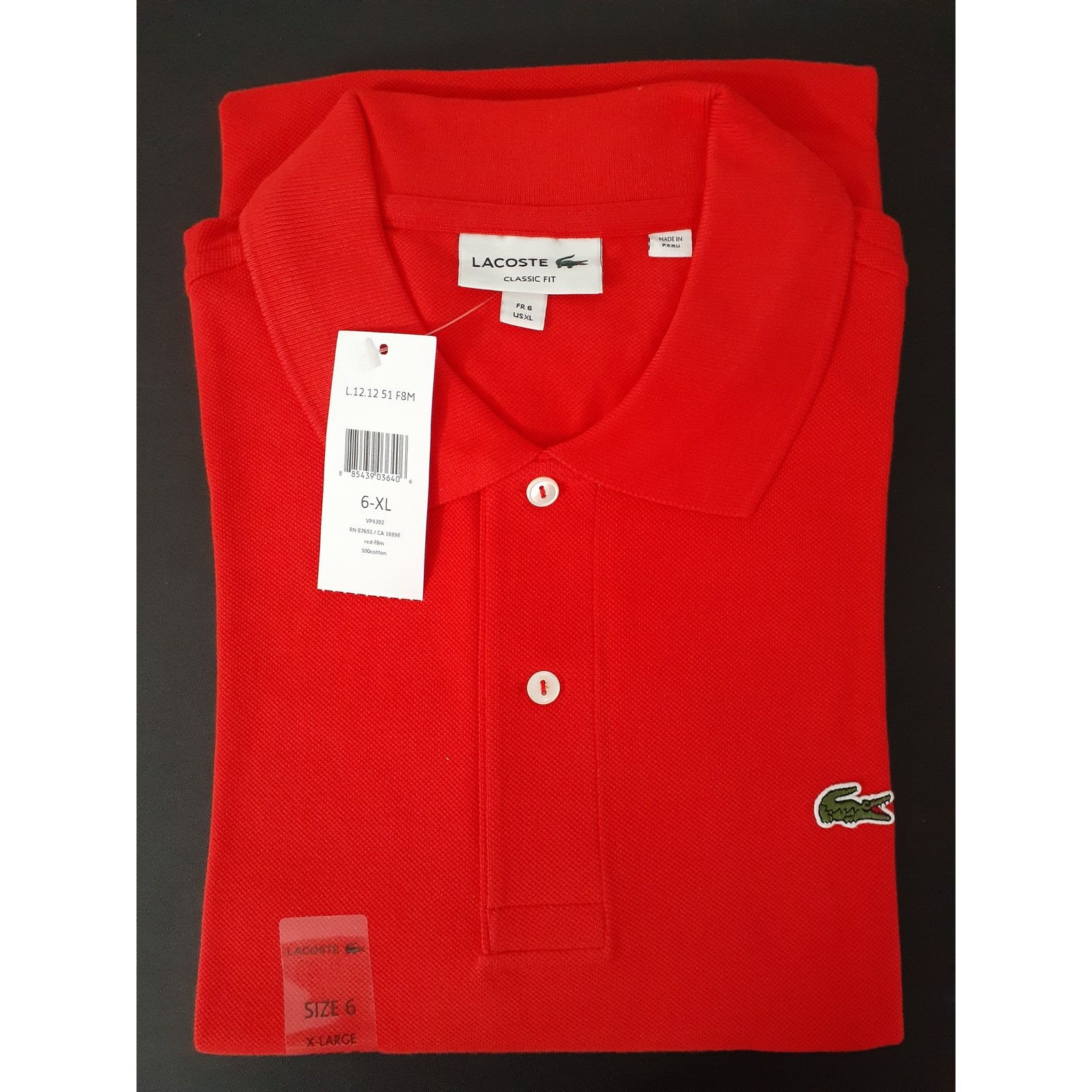Lacoste Lacoste Men's Legacy Short Sleeve L.12.12 Pique Polo XL Red Size US XL / EU 56 / 4 - 2 Thumbnail