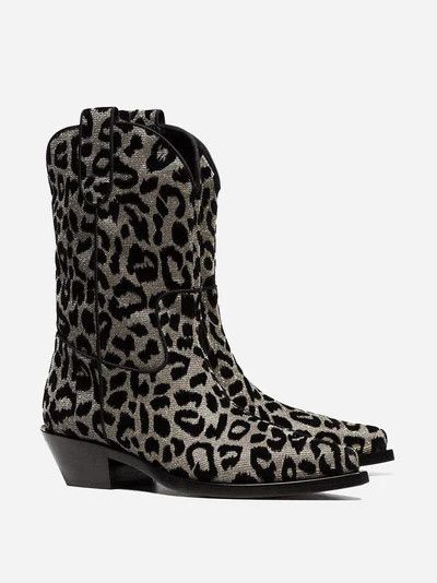 Dolce & Gabbana o1y0825 Leopard-Print Ankle Boots in Gray/Black Size US 6.5 / IT 36.5 - 2 Thumbnail