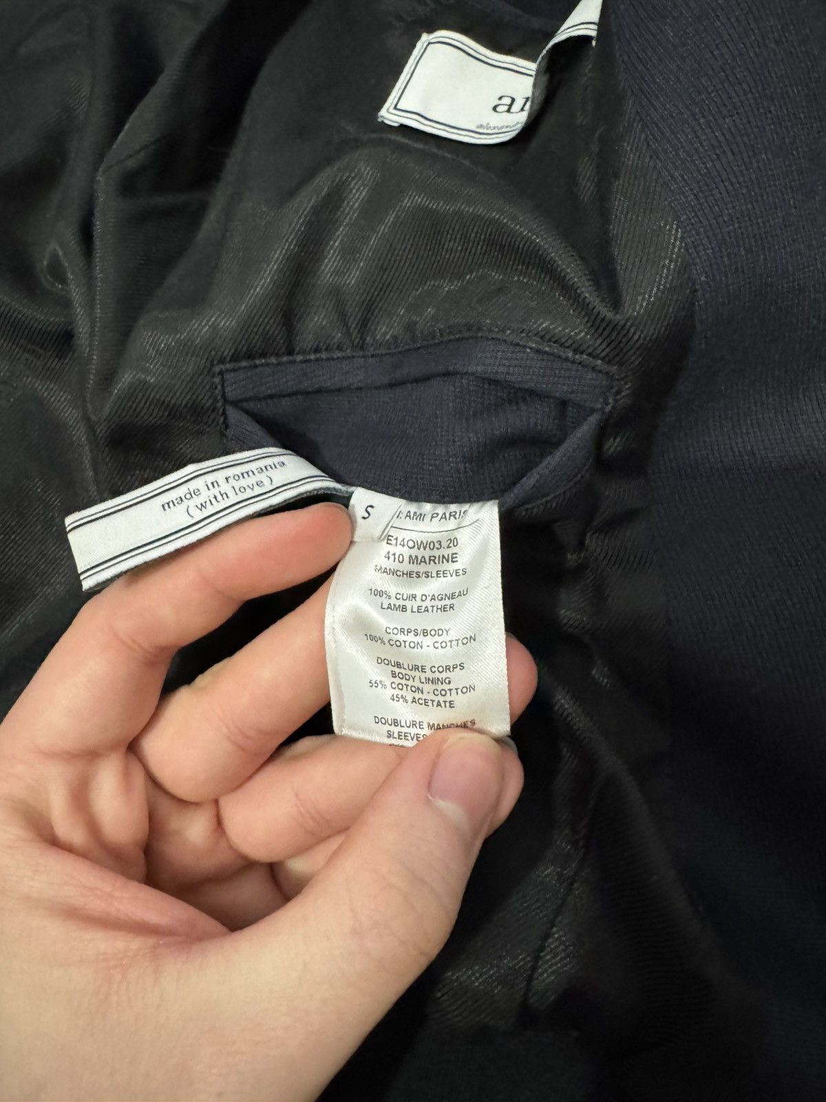 AMI AMI Paris Lamb Leather Sleeves Bomber Jacket Like SLP Navy S Size US S / EU 44-46 / 1 - 9 Thumbnail