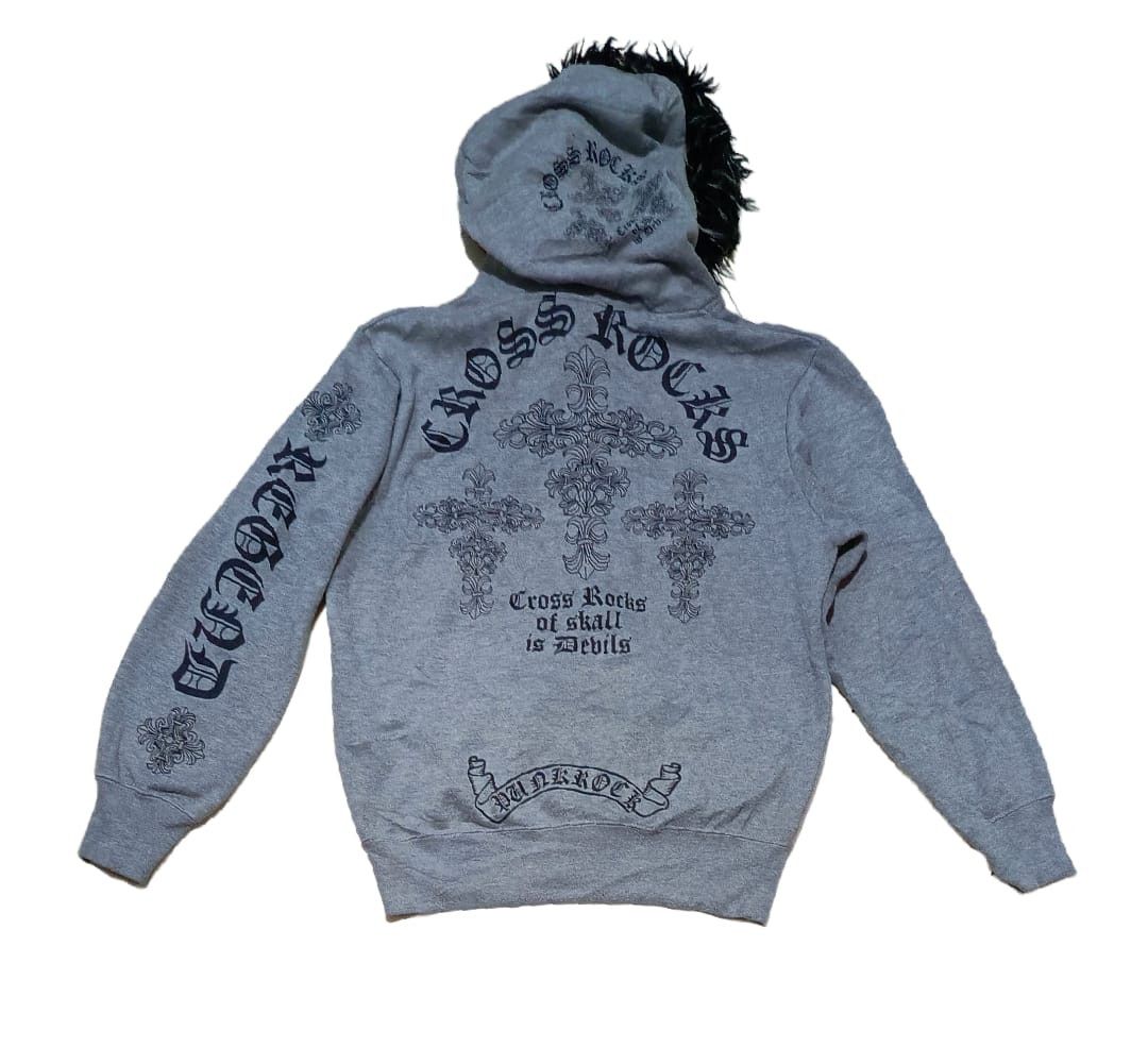 Pre-owned Hysteric Glamour X If Six Was Nine Chrome Hearts Style - Fur Hoodie Japan Cross Rocks In Grey