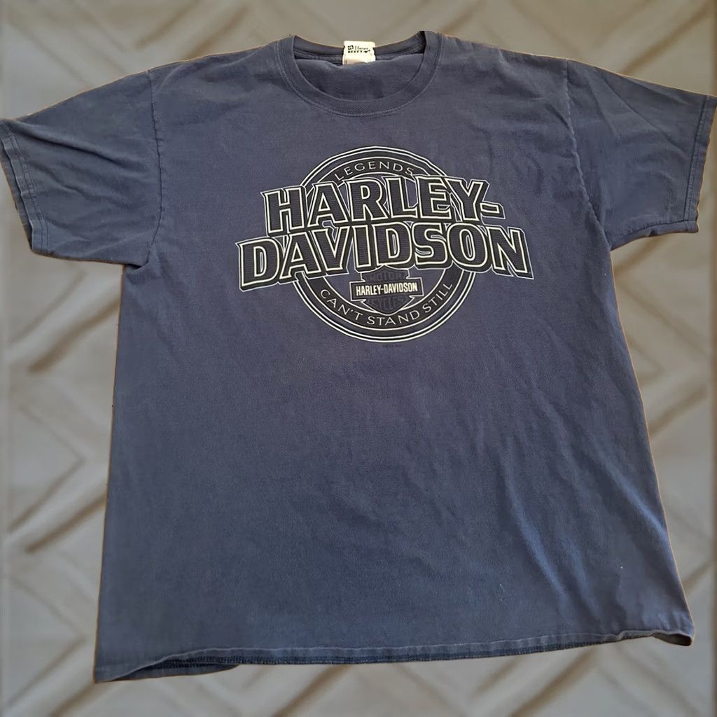 Harley Davidson VINTAGE 2014 Harley-Davidson Legends Can’t Stand Still Sacramento, Ca T-Shirt XL Blue Cat Men Casual Shirt Mens XL Size US XL / EU 56 / 4 - 1 Thumbnail