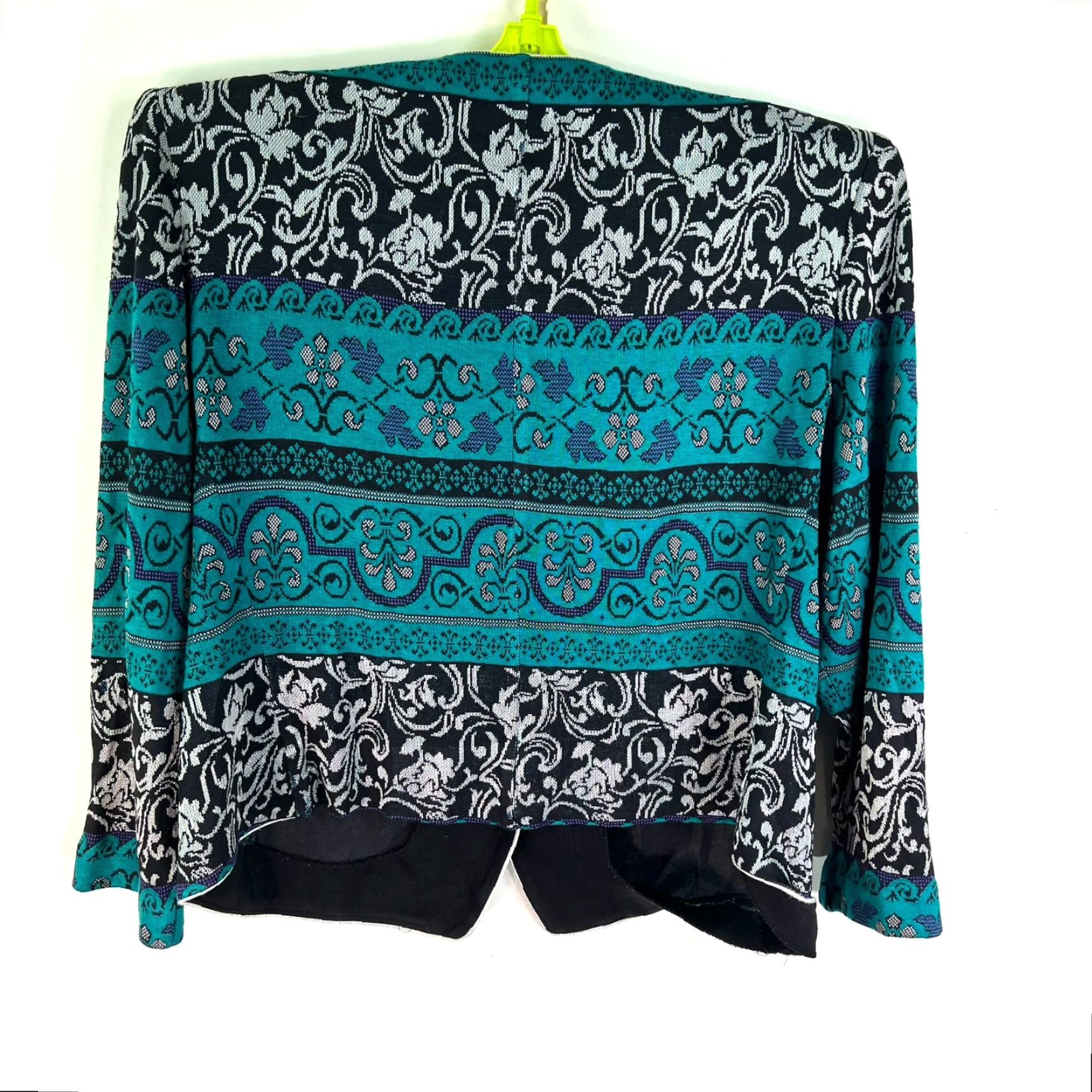 Altea VINTAGE Lady Carol Floral Boho Cardigan Sweater Womens Plus Size XXL Teal Blue Long Sleeve V-Neck Bell Sleeve Size XXL / US 16-18 / IT 52-54 - 6 Thumbnail