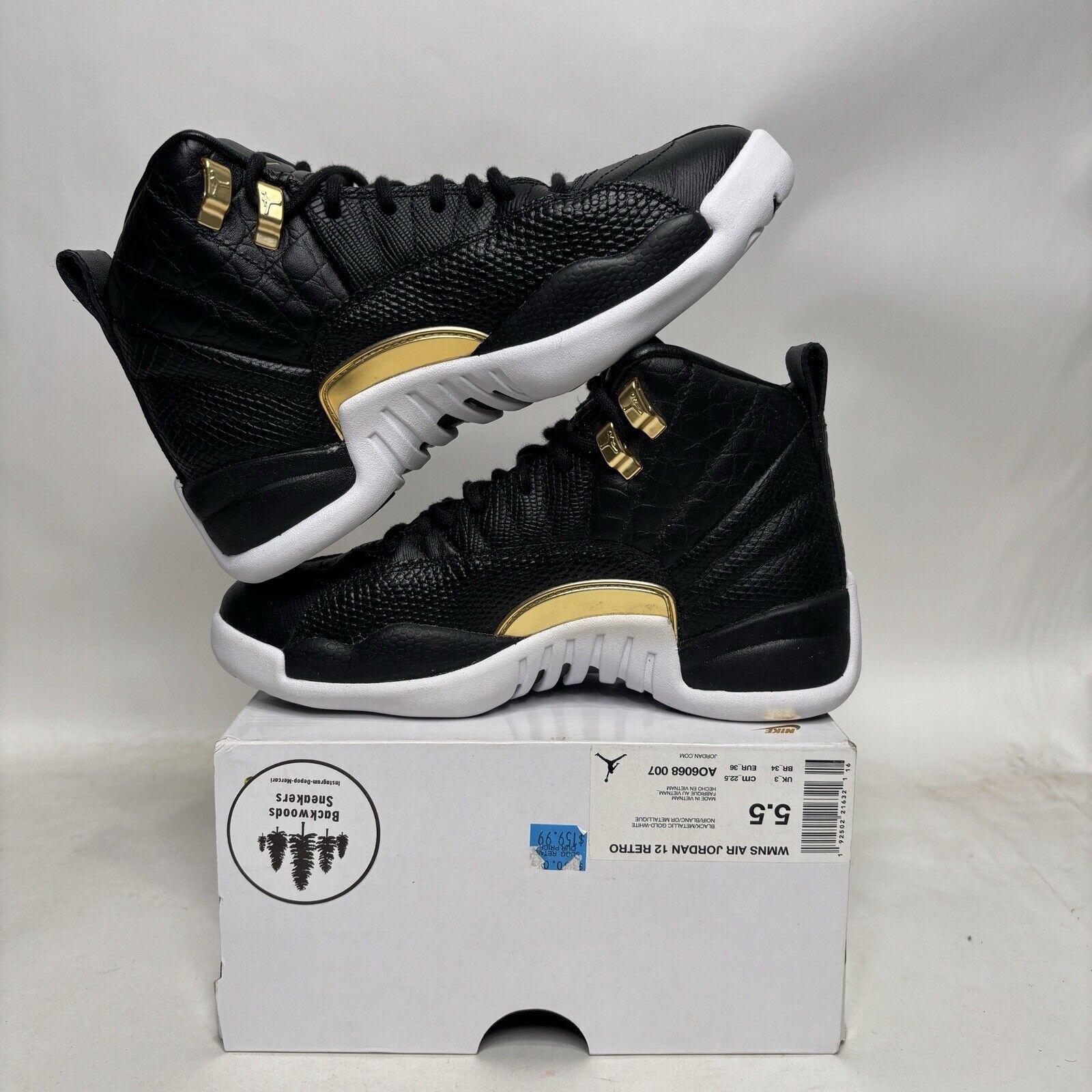 Jordan Brand Nike Air Jordan 12 Retro WMNS “Reptile/Black Gold” 2024 Size US 5.5 / IT 35.5 - 3 Thumbnail