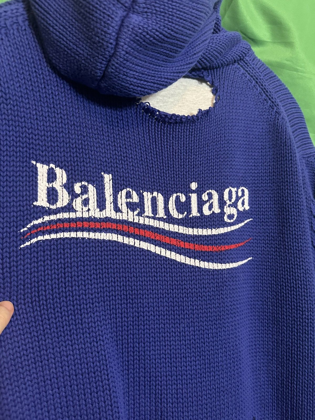 Balenciaga 2021 Destroyed Layered Hybrid Knit Campaign Hoodie NWT Size US XS / EU 42 / 0 - 11 Thumbnail