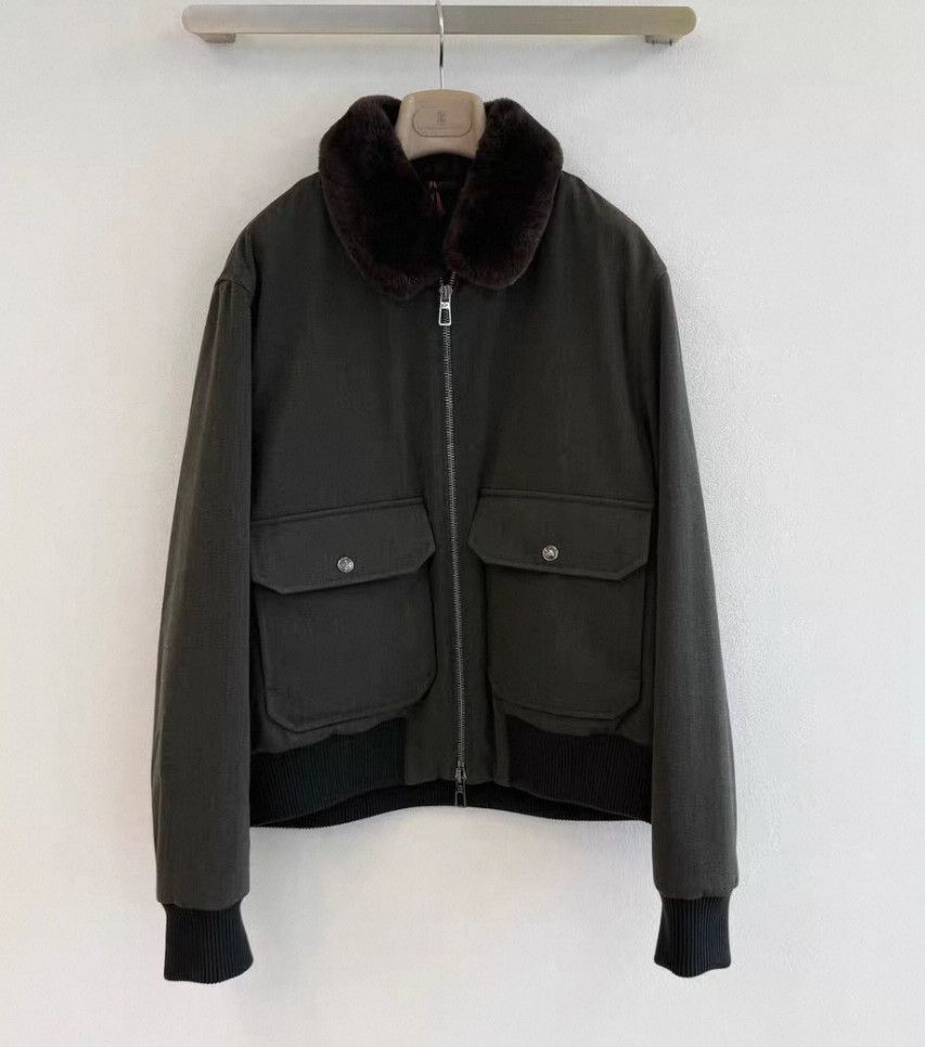 Loro Piana Loro Piana 100% Baby Wool Removable Fur Collar Pilot Jacke Size US L / EU 52-54 / 3 - 1 Thumbnail
