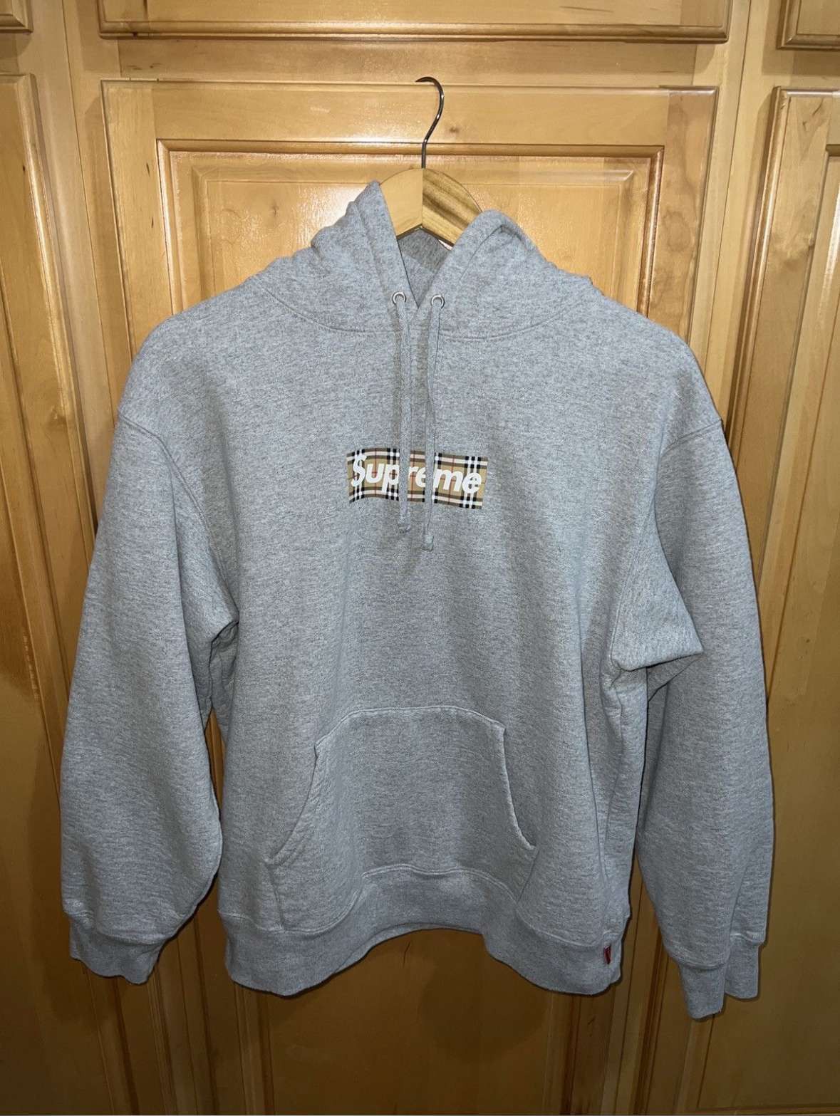 Supreme Burberry Hoodie Grey | Grailed