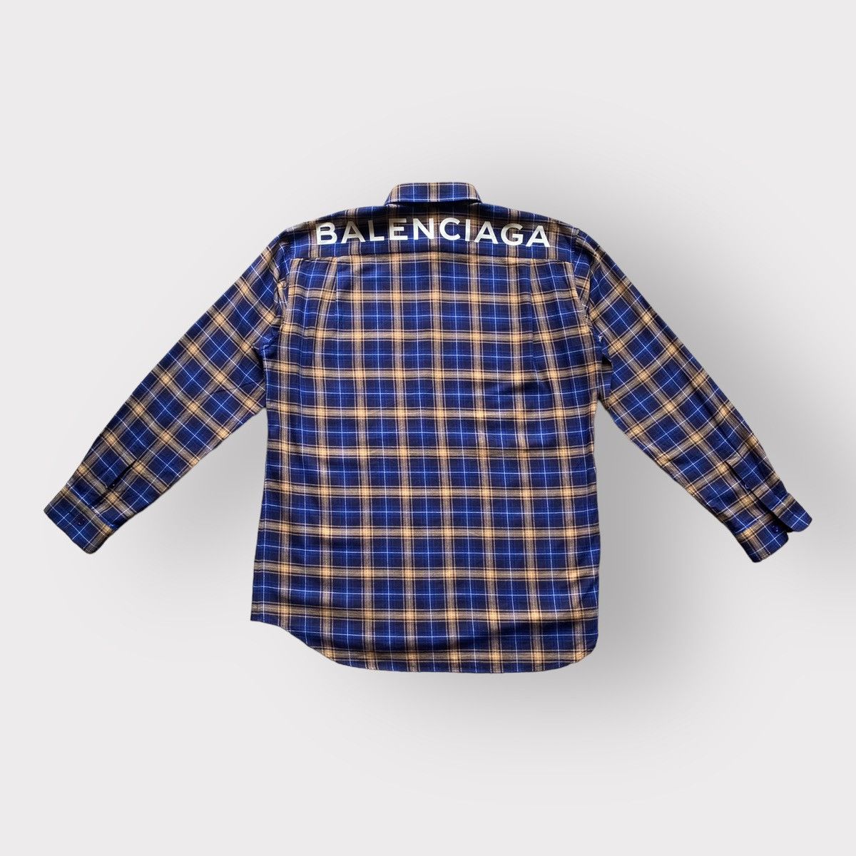 Balenciaga Balenciaga Logo Blue Plaid Oversize Shirt Size US M / EU 48-50 / 2 - 2 Thumbnail