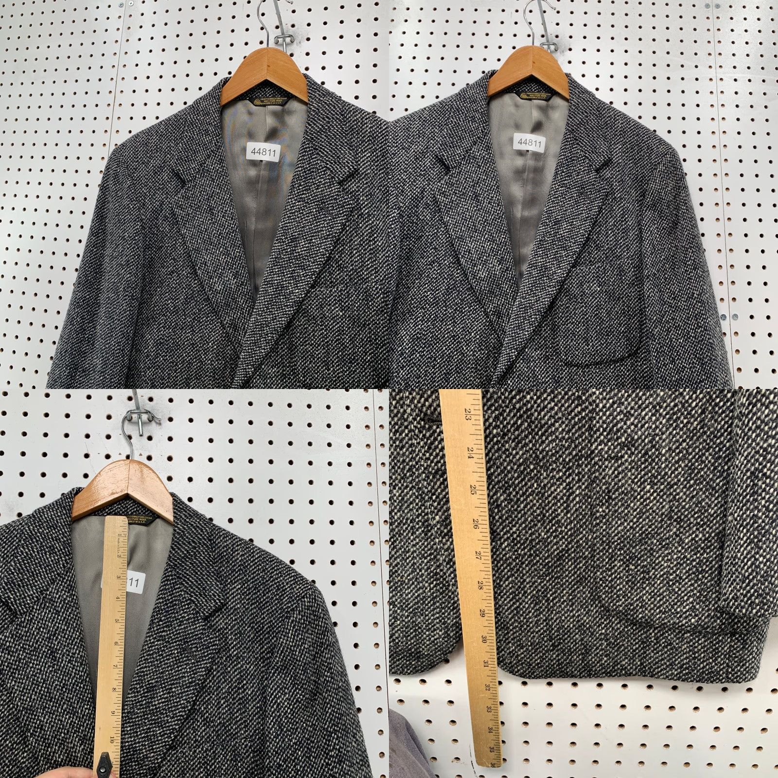 Vintage VINTAGE Lynett Ltd Blazer Mens 40 Gray Tweed Wool 2 Button Notch Lapel Single-Breasted Vintage Jacket Front Button Style Two-Button Wool Treed? Size 40R - 8 Thumbnail