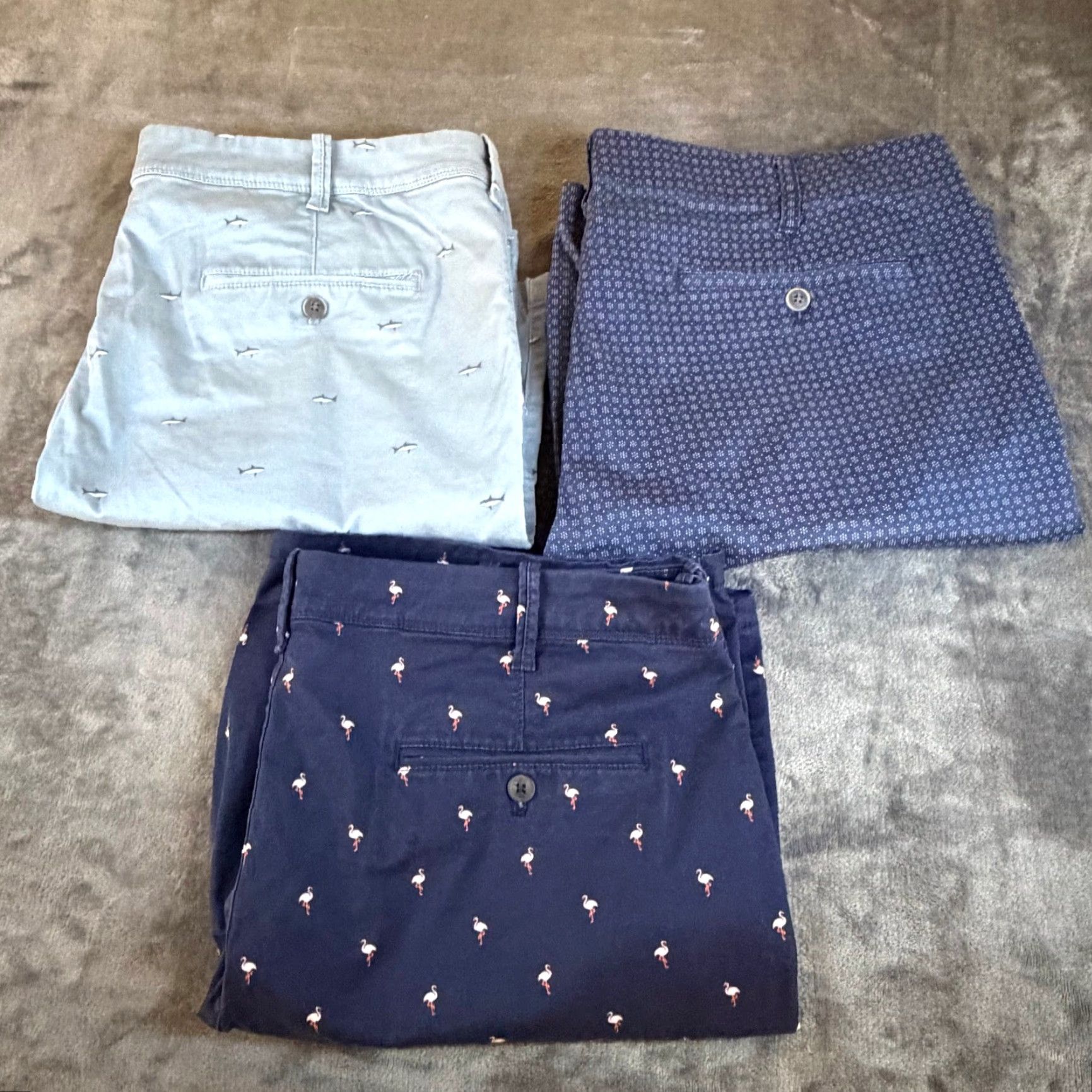 Express Express Chino Shorts Geometric Blue Casual Summer Mens 38 Set of 3 Size US 38 / EU 54 - 2 Thumbnail