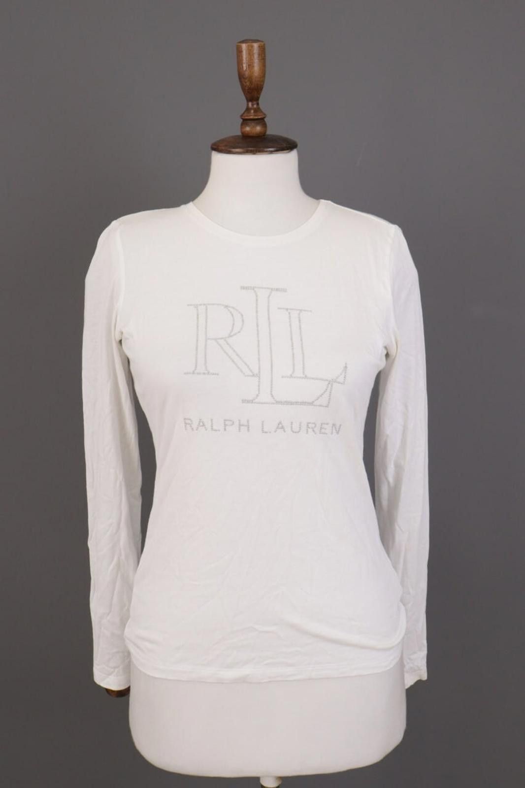Lauren Ralph Lauren Lauren Ralph Lauren White Stretch Big Logo Top Shirt Size S Size S / US 4 / IT 40 - 1 Thumbnail