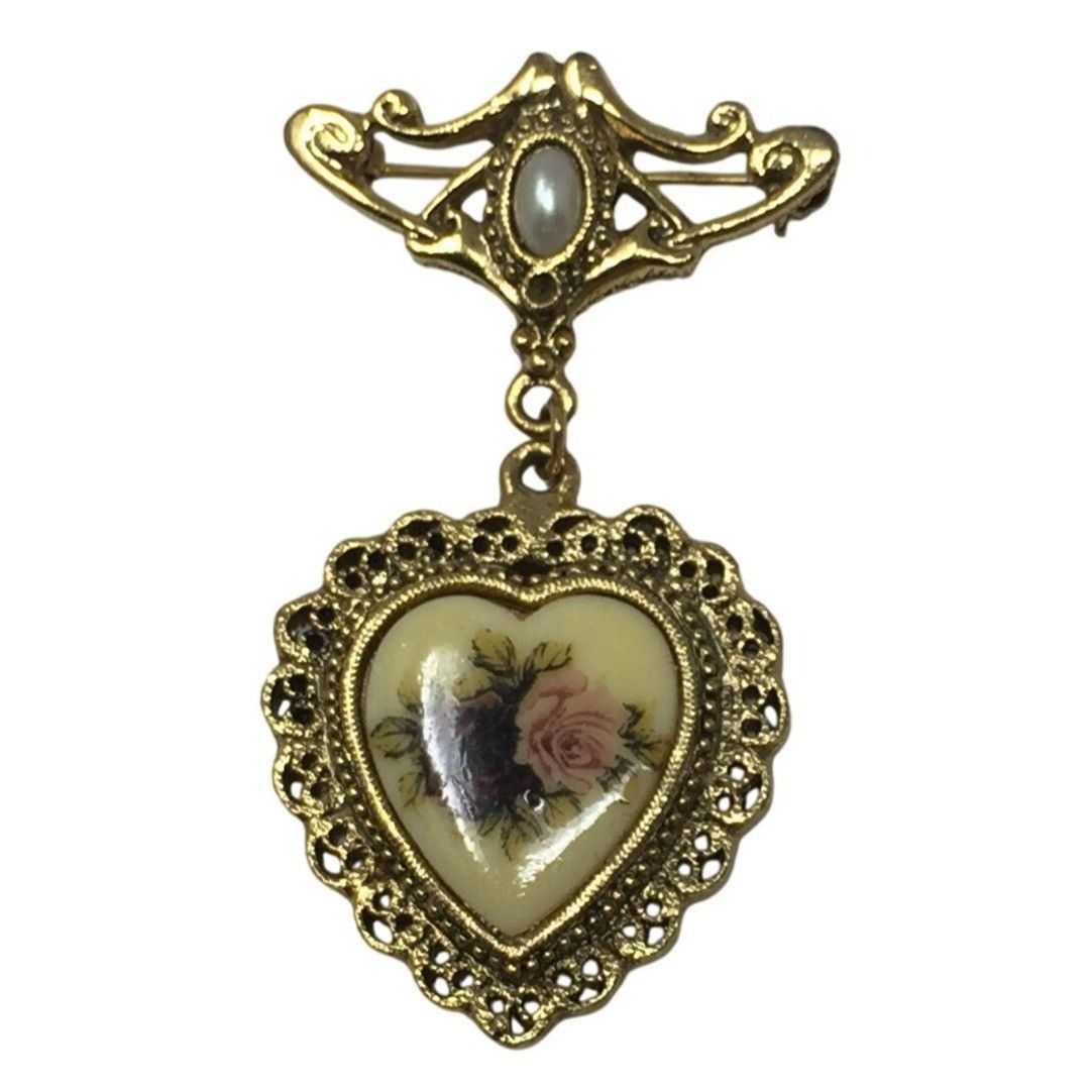 Other Vintage Cameo Victorian Style Flower Rose Faux Pearl Dangle Size ONE SIZE - 1 Thumbnail