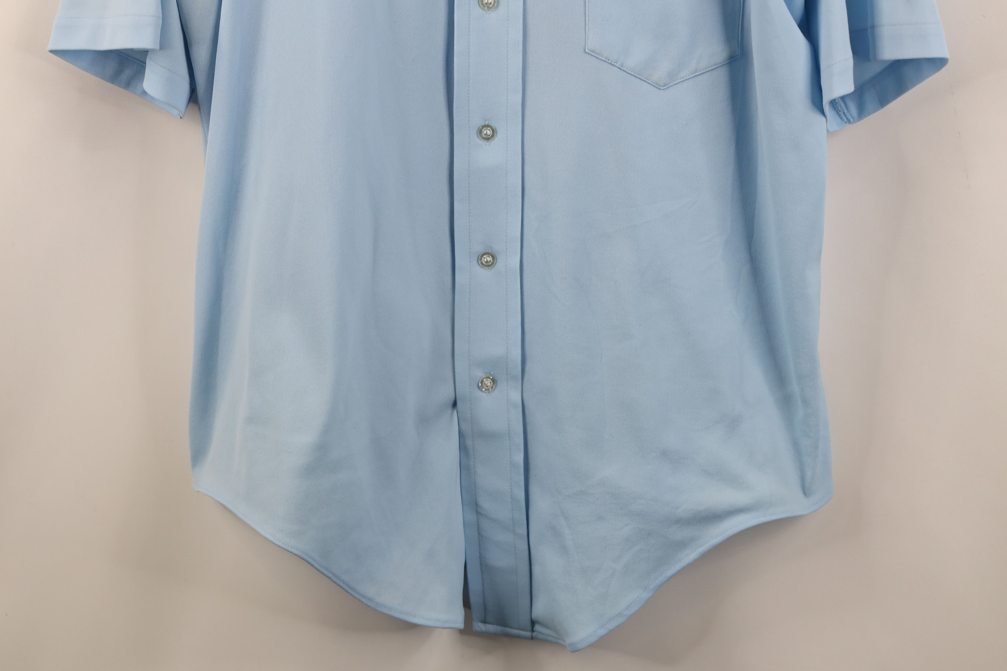 Vintage Vintage 70s Streetwear Knit Short Sleeve Button Shirt Blue Size US M / EU 48-50 / 2 - 3 Thumbnail