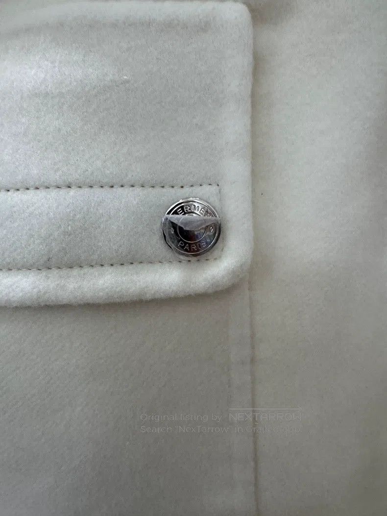 Hermes Hermes White Cashmere Fringe Coat with Hood and Waist Cinc Size XXS / US 00 / IT 34 - 3 Thumbnail