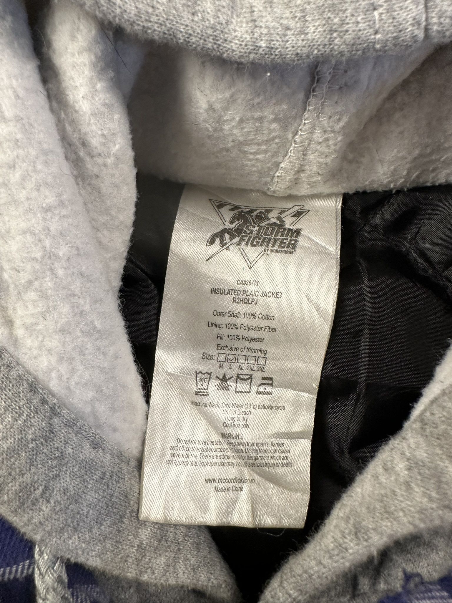 Vintage 90s Vintage Storm Fighter Workwear Flannel Hood Jacket Size US L / EU 52-54 / 3 - 6 Thumbnail