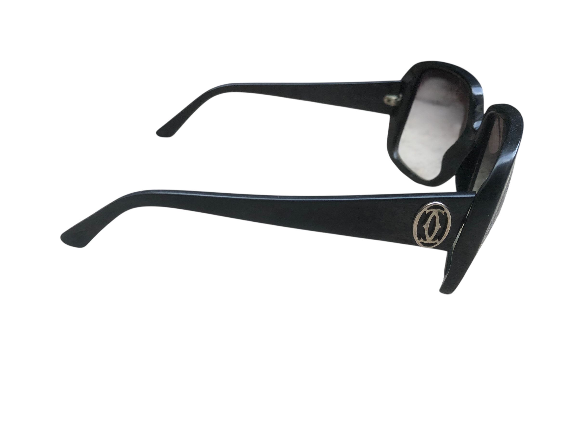 Cartier 💯Vintage CARTIER PARIS 140 Black Sunglasses CC Logo Square Size ONE SIZE - 8 Thumbnail