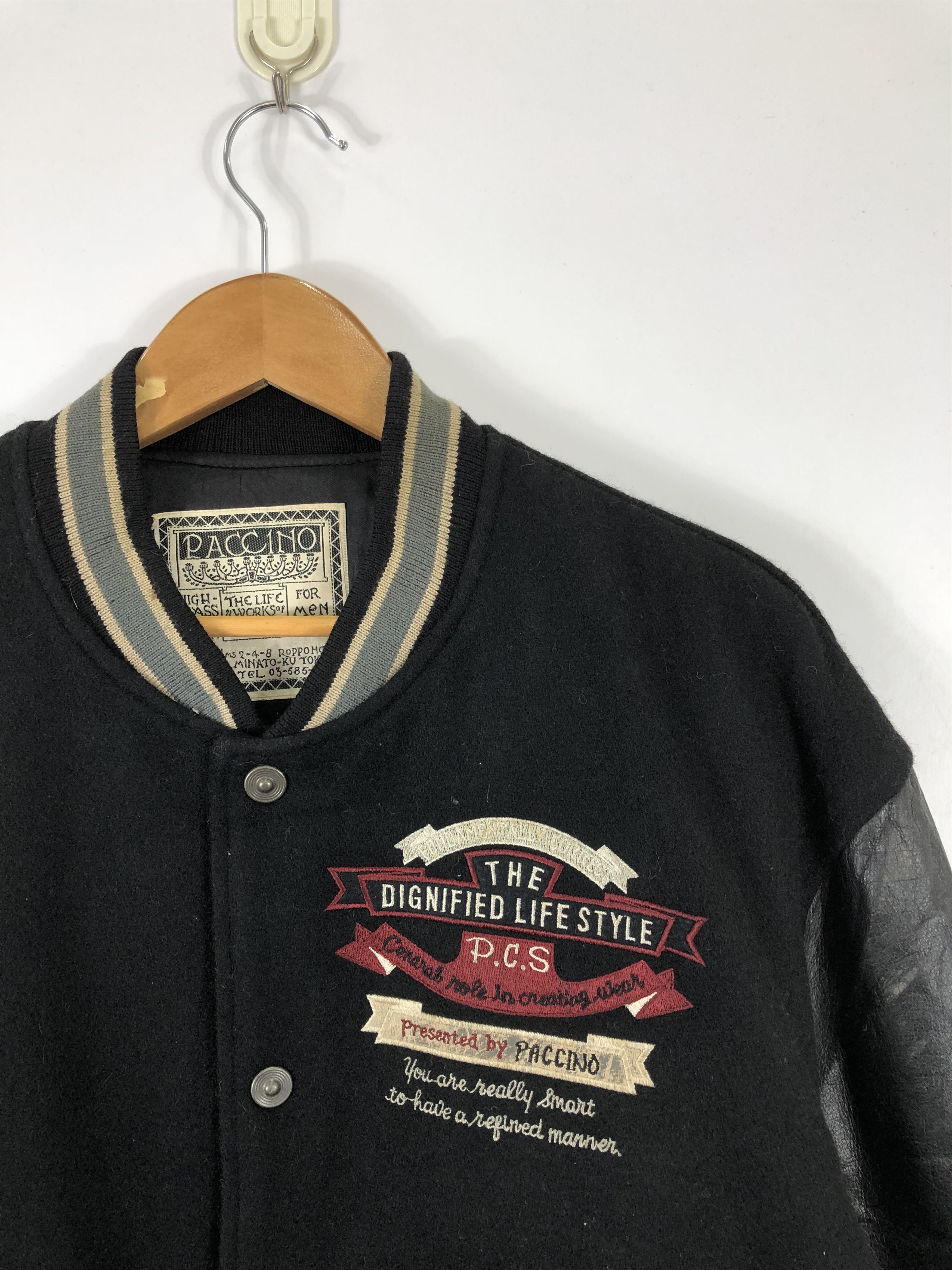 Japanese Brand Vintage 80s Paccino Embroidered Varsity Jacket Leather V0230 Size US L / EU 52-54 / 3 - 8 Thumbnail