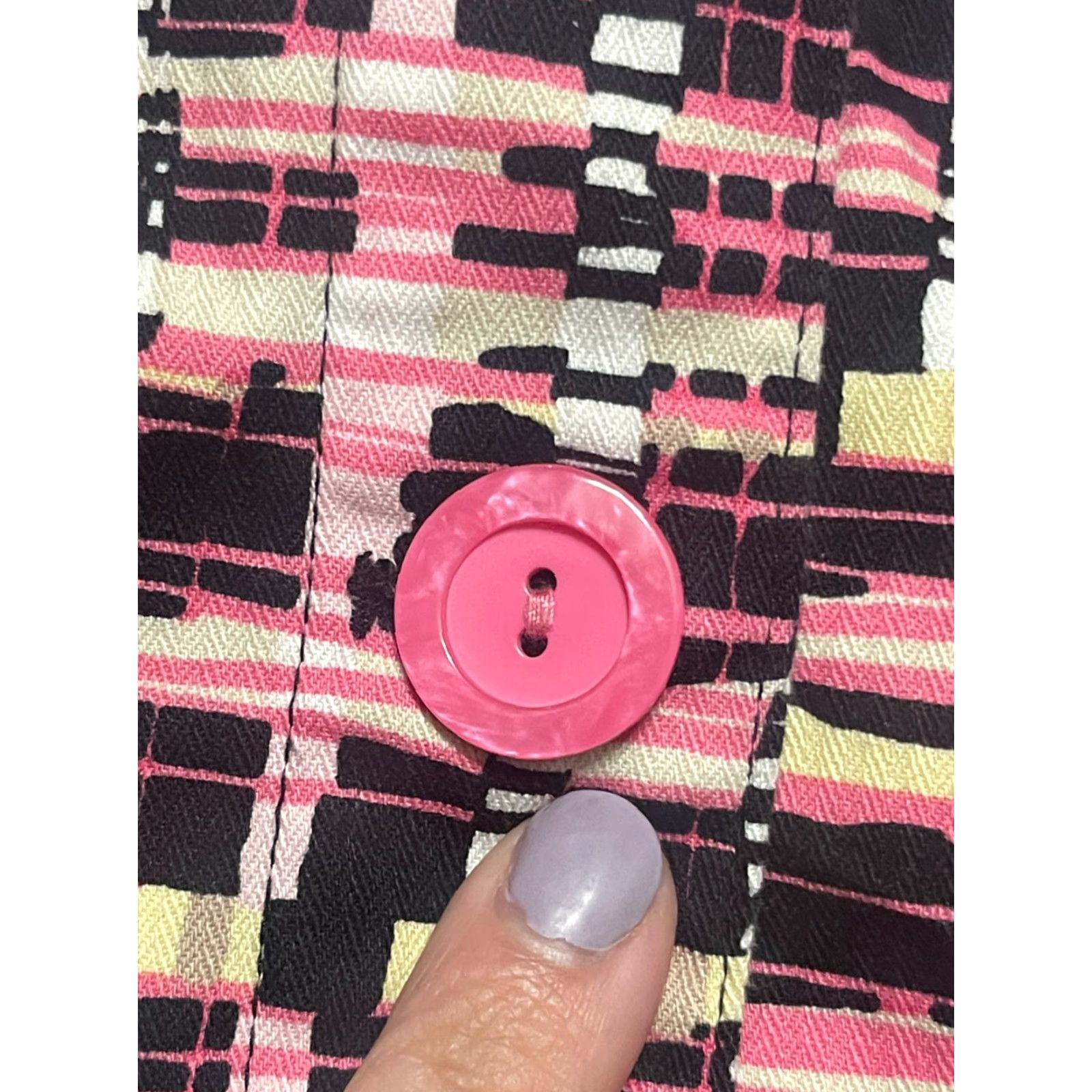 Vintage Christopher & Banks Blazer Women's Medium Pink White Black Button Up Size M / US 6-8 / IT 42-44 - 5 Thumbnail