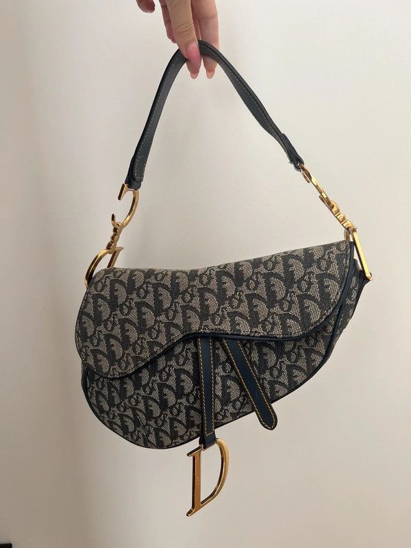 Dior Christian Dior Vintage Oblique Canvas Saddle Bag - Navy Size ONE SIZE - 1 Thumbnail