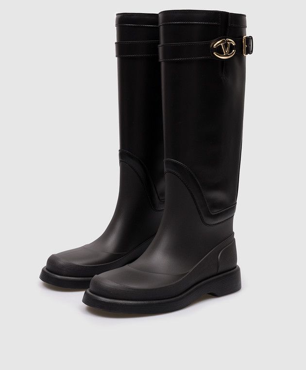 Valentino o1s22i1n0924 Vlogo Rain Boots in Black Size US 6 / IT 36 - 2 Thumbnail