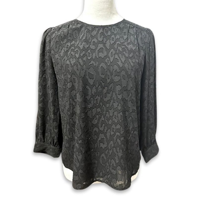 Other Draper James Sheer Blouse Leopard Black Women's 2 Size XS / US 0-2 / IT 36-38 - 1 Thumbnail