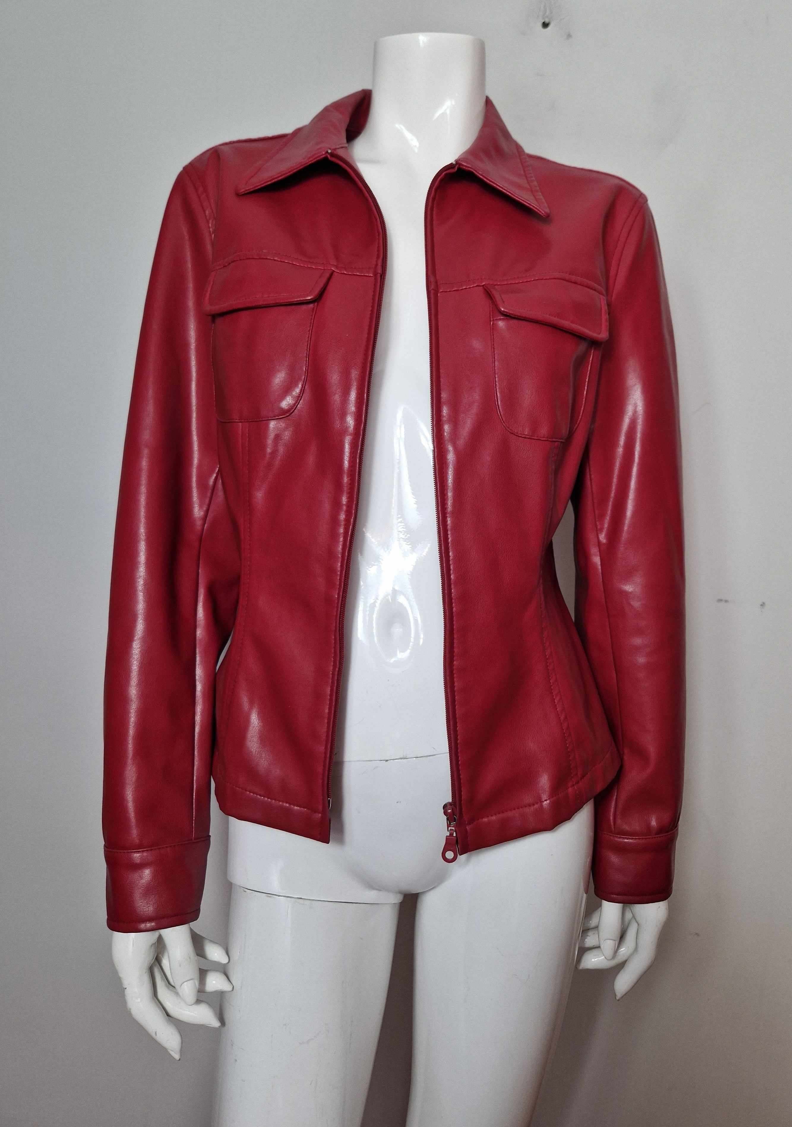 Hysteric Glamour vintage vegan leather red burgundy biker jacket Size M / US 6-8 / IT 42-44 - 5 Thumbnail