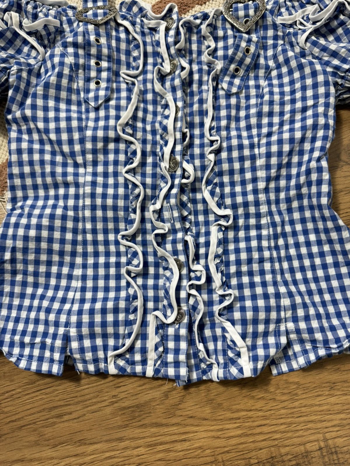 Vintage VINTAGE CORSET HEARTS RUCHES BLOUSE Size S / US 4 / IT 40 - 4 Thumbnail