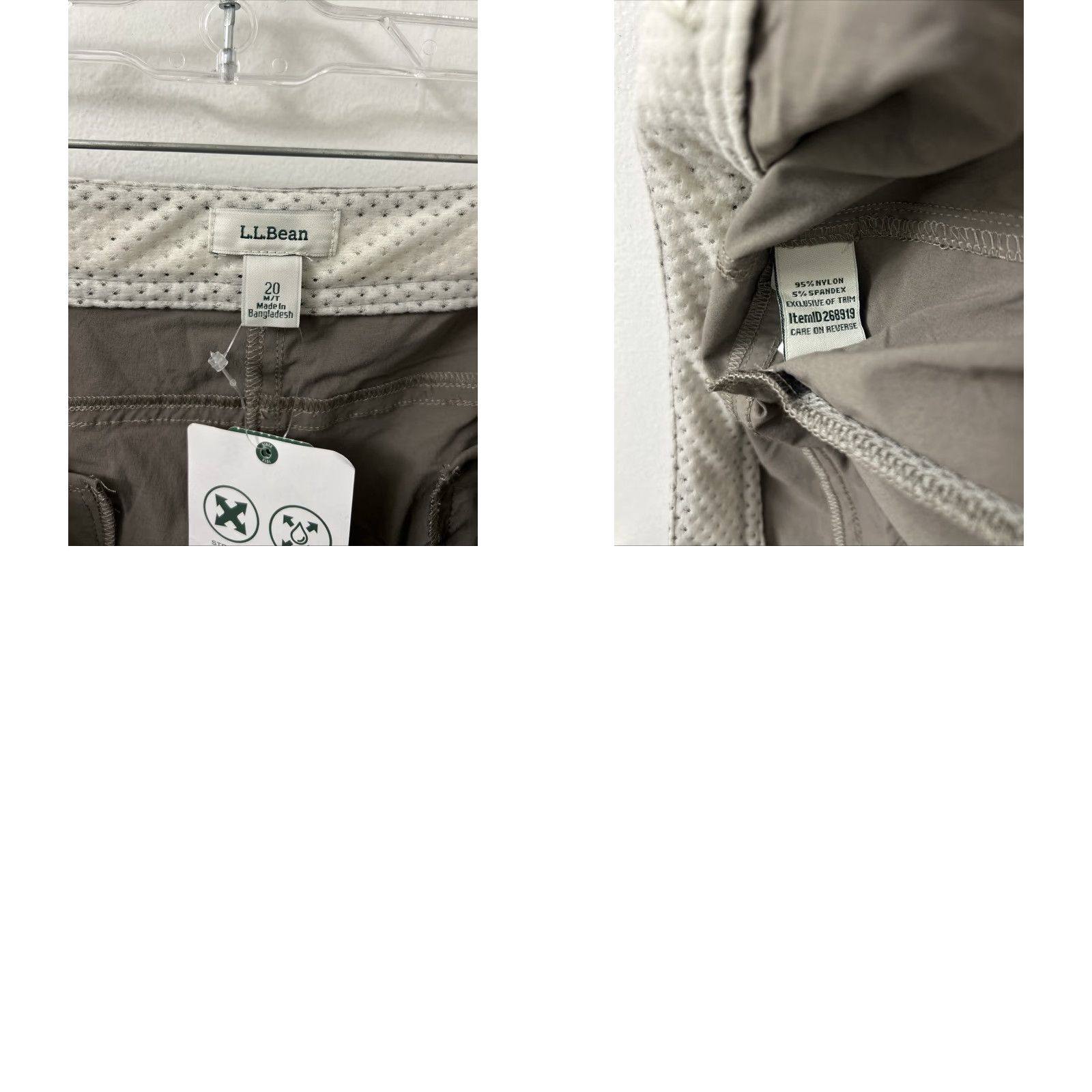 Vintage LL Bean Comfort Trail Pants Womens Regular Size 20x32 Brown Nylon Spandex Stretch Pockets Travel Casual Workwear NWT Size 42" / US 20 - 9 Thumbnail