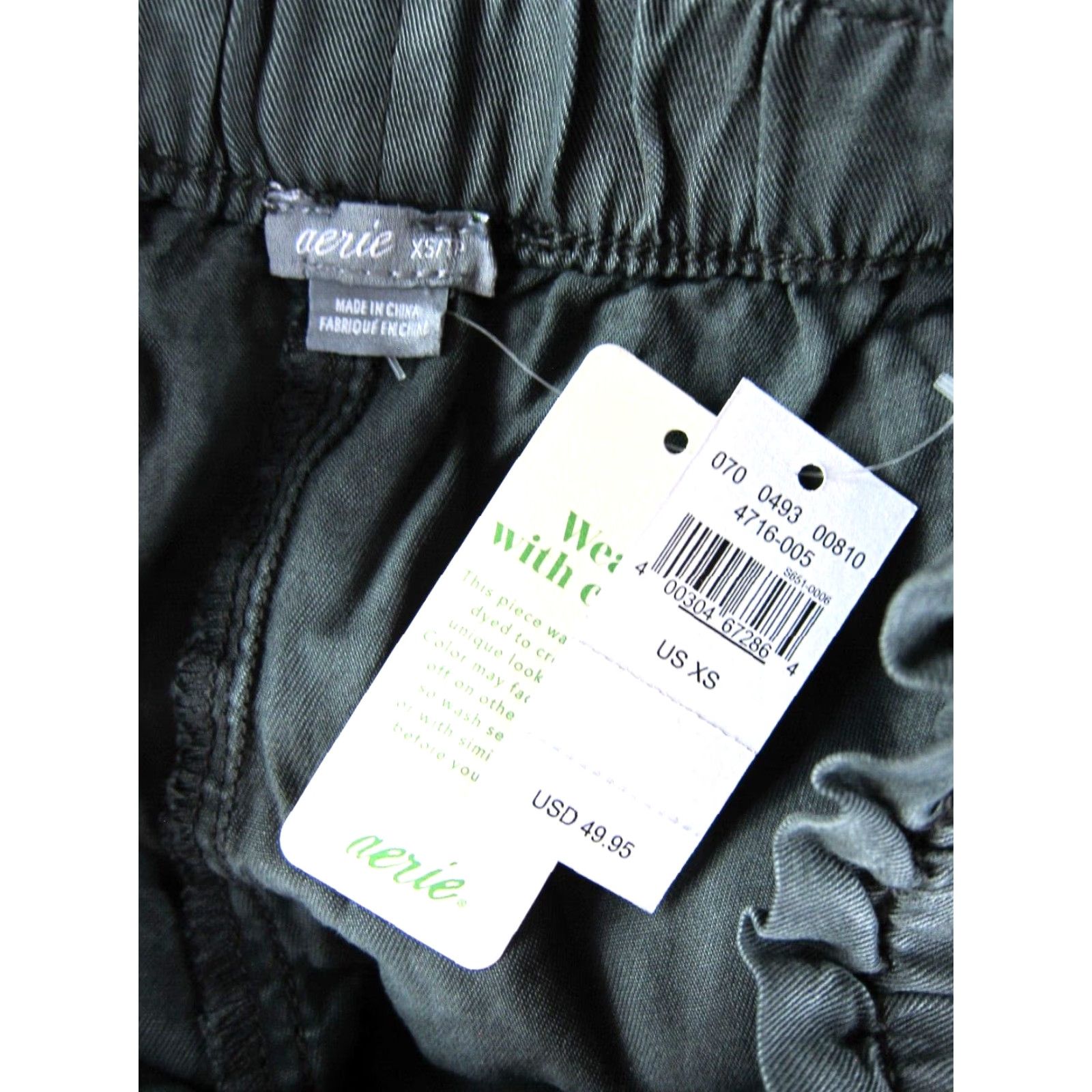 Vintage NWT Aerie 100% Rayon Grey Elastic Waist Pocket High Rise Trouser Chino Pant XS Size 26" / US 2 / IT 38 - 3 Thumbnail