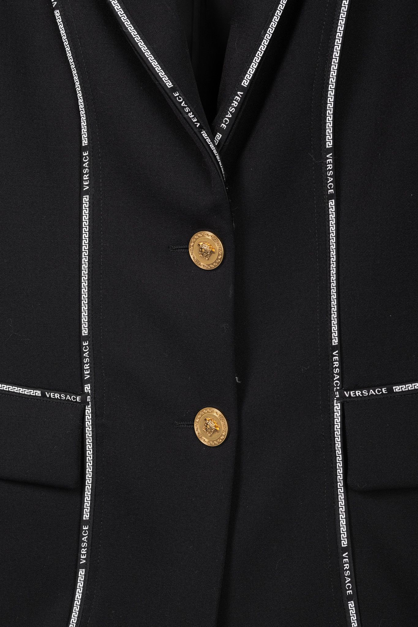 Versace Versace Black Wool Logo-Tape Blazer Size M / US 6-8 / IT 42-44 - 8 Thumbnail
