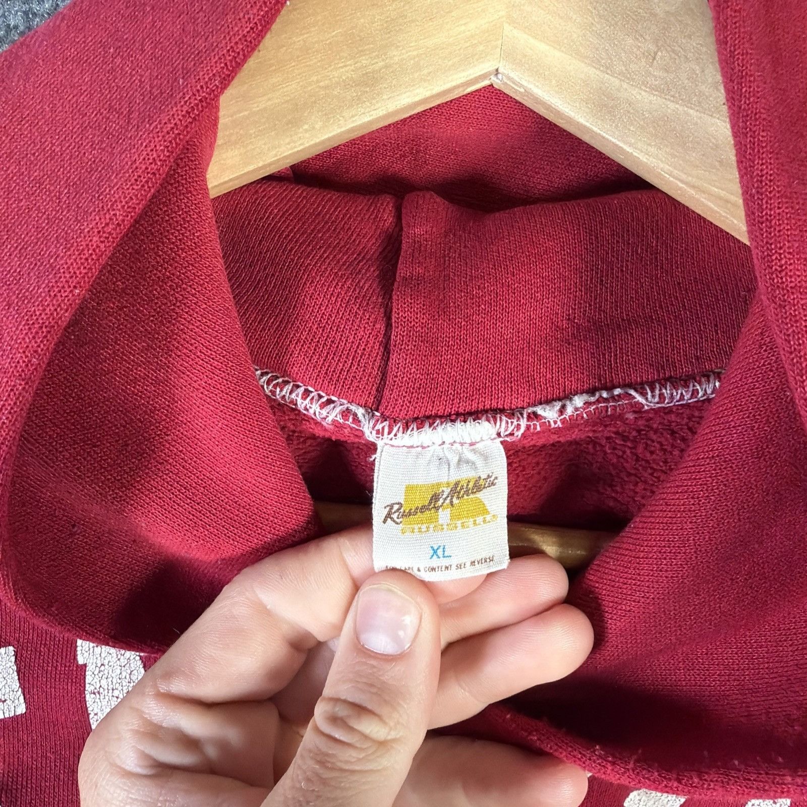 Russell Athletic True Vintage Hoodie Mens XL Red 70s Stanford Russell College Size US XL / EU 56 / 4 - 5 Thumbnail