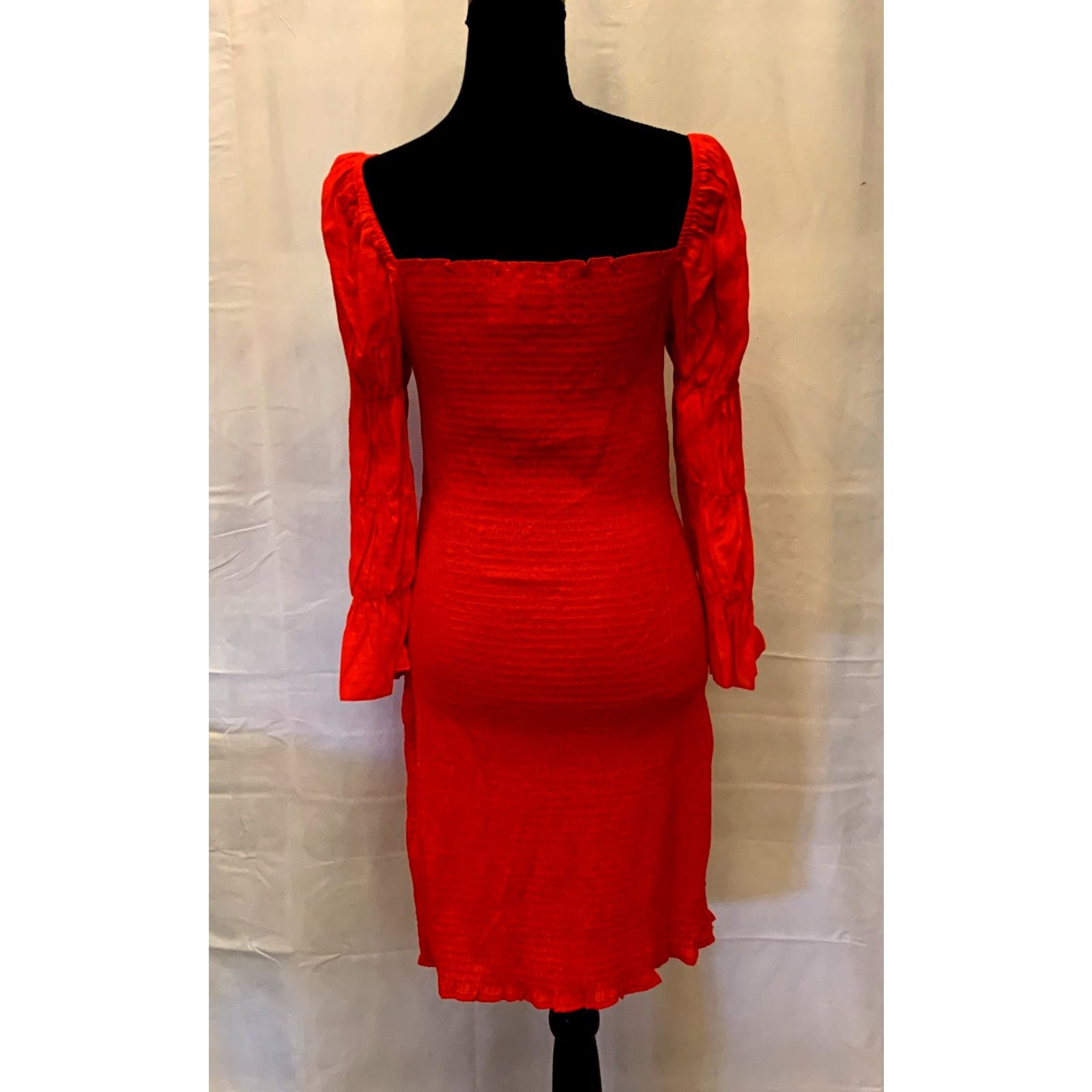 Other J.O.A. Women's Stretch Smocked Scarlet Red Dress| Size L NWT Size L / US 10 / IT 46 - 9 Thumbnail