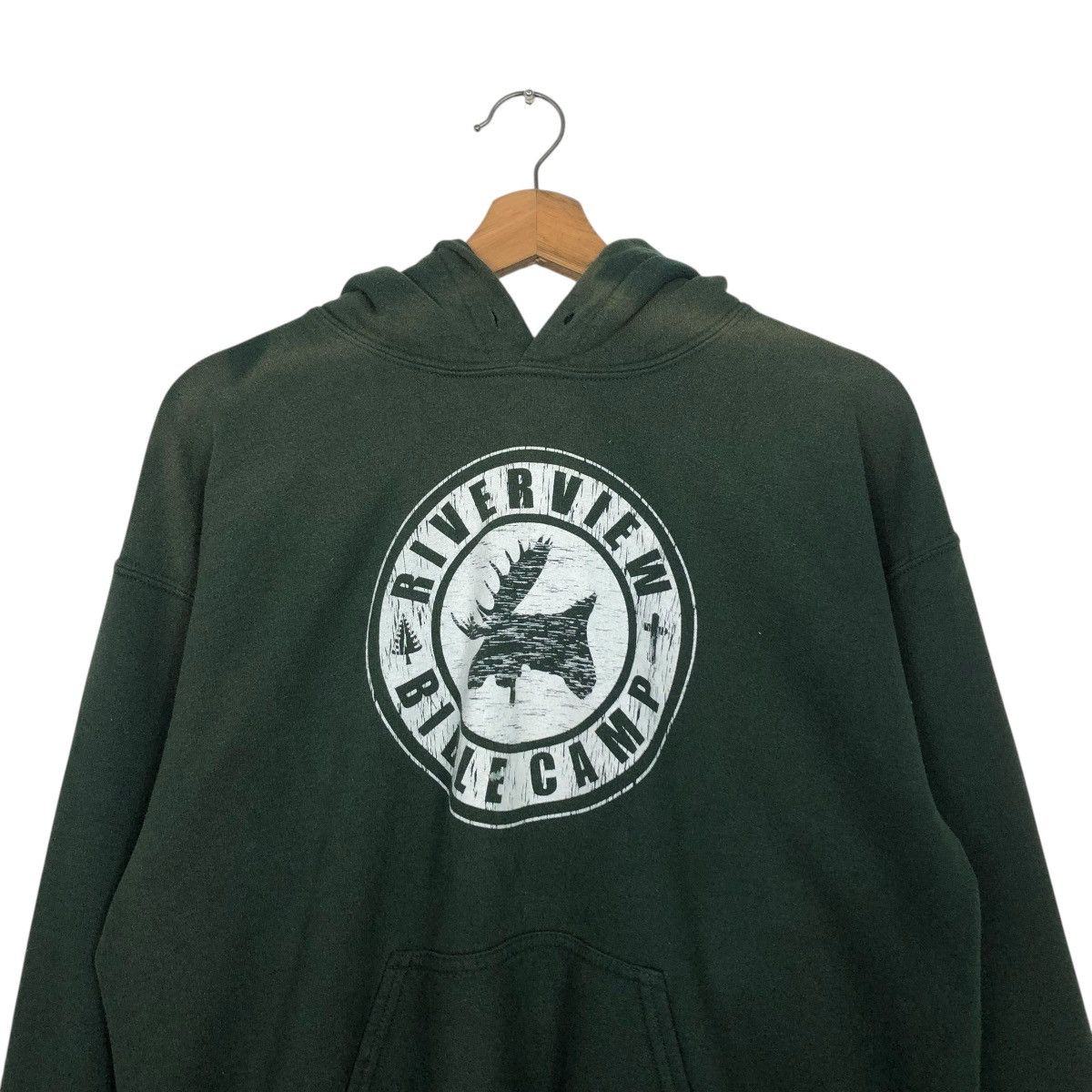 Vintage 🔥RICH GREEN HOODIE PULL OVER RIVERVIEW BIBLE CAMP BIG LOGO Size US M / EU 48-50 / 2 - 15 Thumbnail