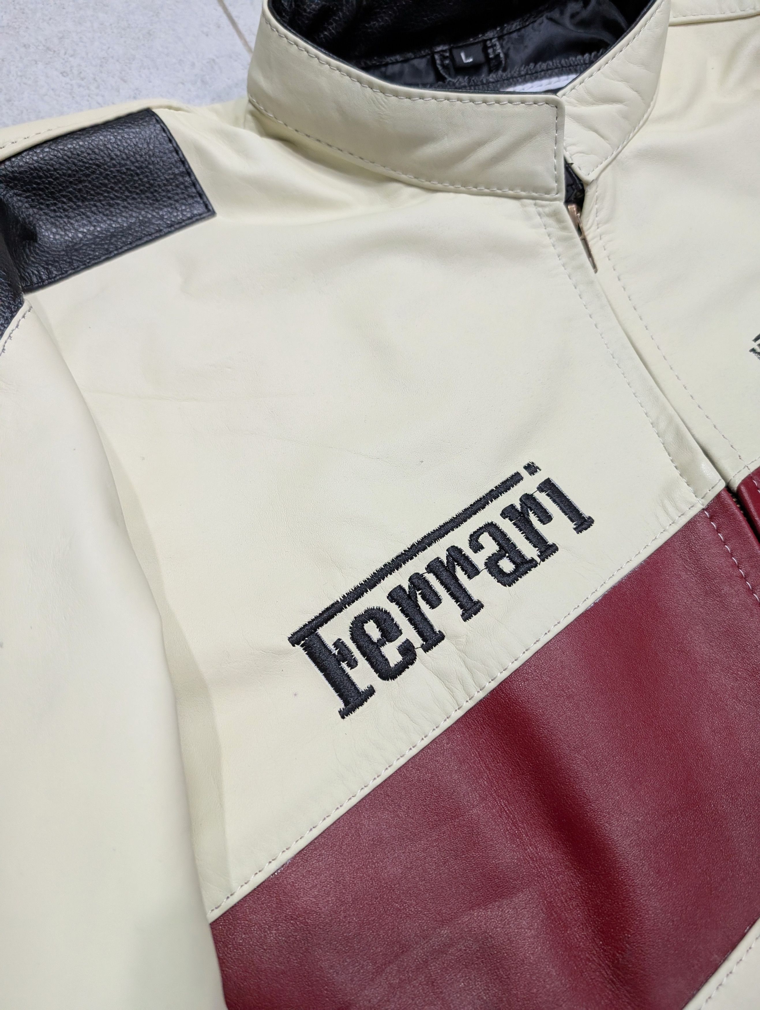 Formula 1 Ferrari Racing Leather Jacket 90s F1 Big Logo Streetwear Size US L / EU 52-54 / 3 - 4 Thumbnail