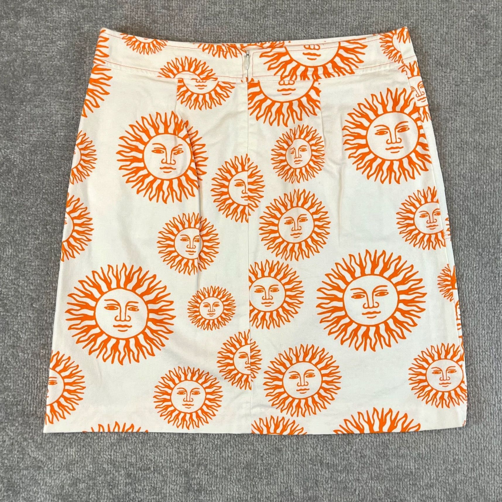 J.McLaughlin J.McLaughlin Skirt Womens Size 6 Multicolor White Orange Sun Print Pockets Back Zip Midi Straight & Pencil 19" LGT Size 28" / US 6 / IT 42 - 6 Thumbnail