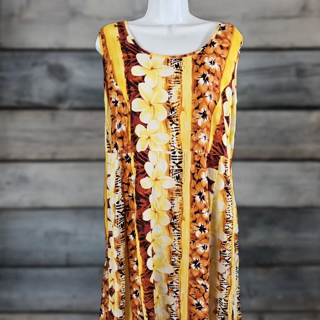 Jams World Jams World Womens Midi Dress Sz M Yellow Orange Floral Sleeveless Pockets Size M / US 6-8 / IT 42-44 - 1 Thumbnail