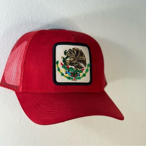 Designer NEW MEXICO SEAL PATCH RED SEUDE TRUCKER MESH CAP HAT Size ONE SIZE - 4 Thumbnail