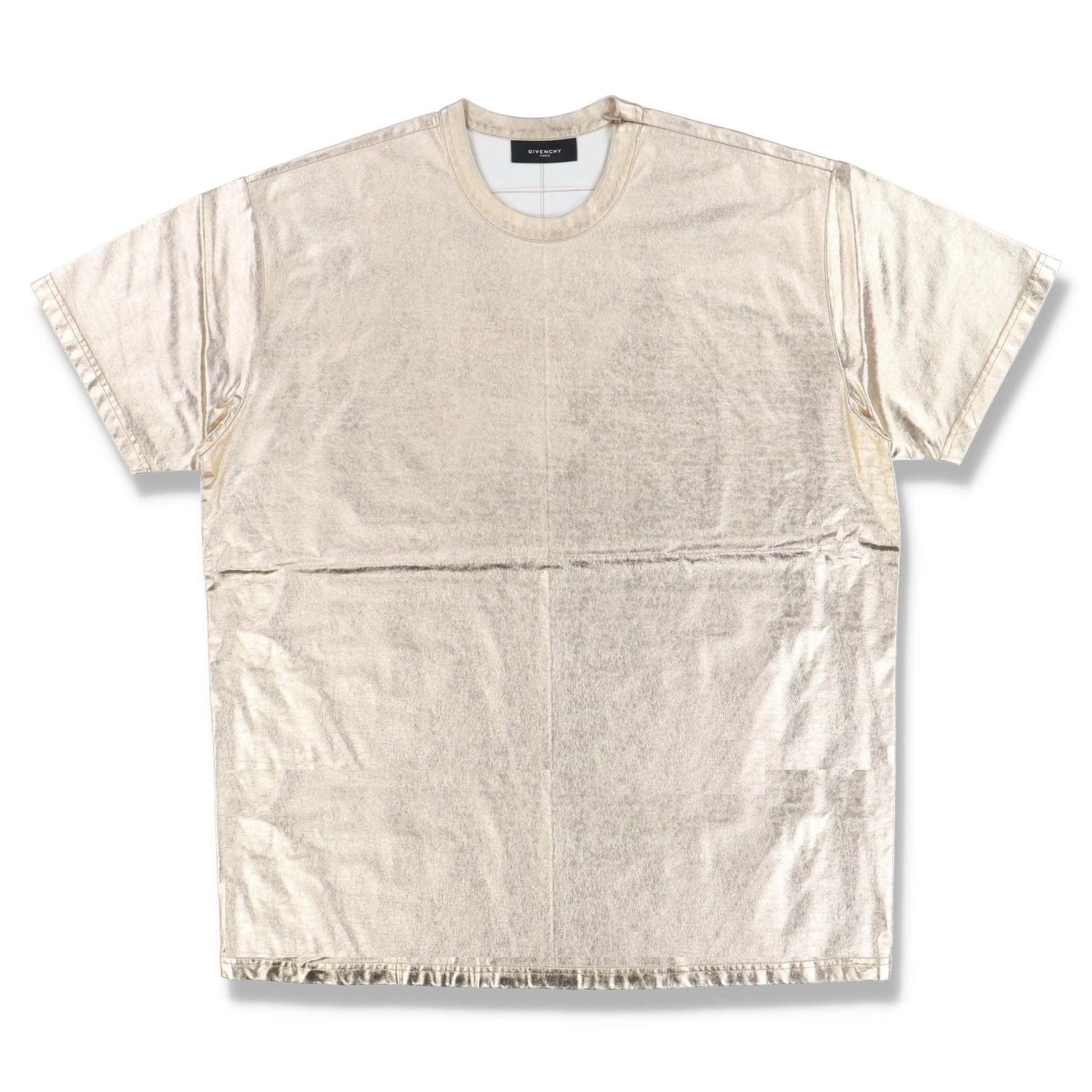 Metallic Gold Shoulder Zip Oversized T-Shirt
