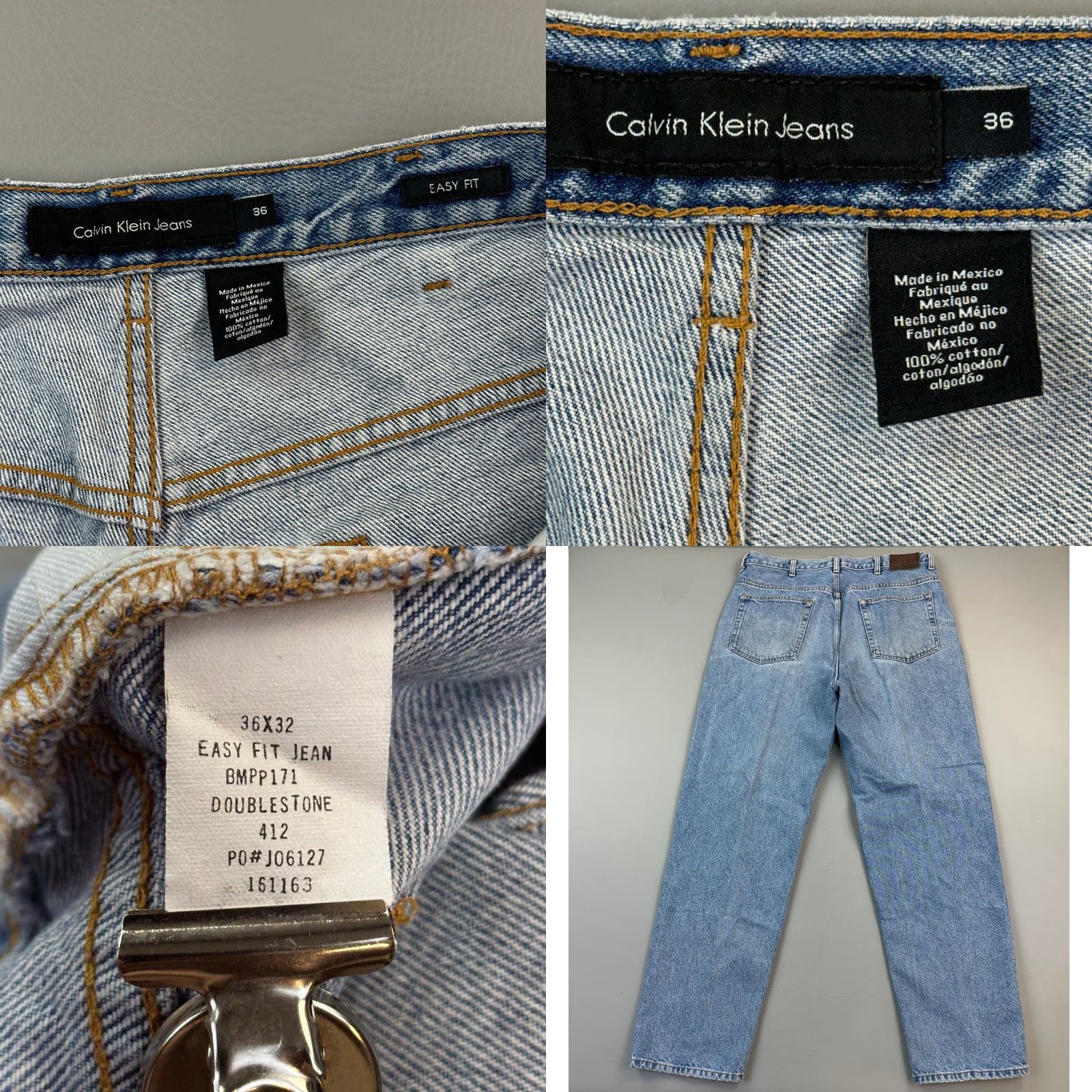 Calvin Klein VINTAGE Calvin Klein Jeans Mens 36x32 Double Stone Wash Denim Easy Fit 90s Y2K Jeans Mens Regular 5-Pocket Blue Autumn 90s Mens Size US 36 / EU 52 - 8 Thumbnail