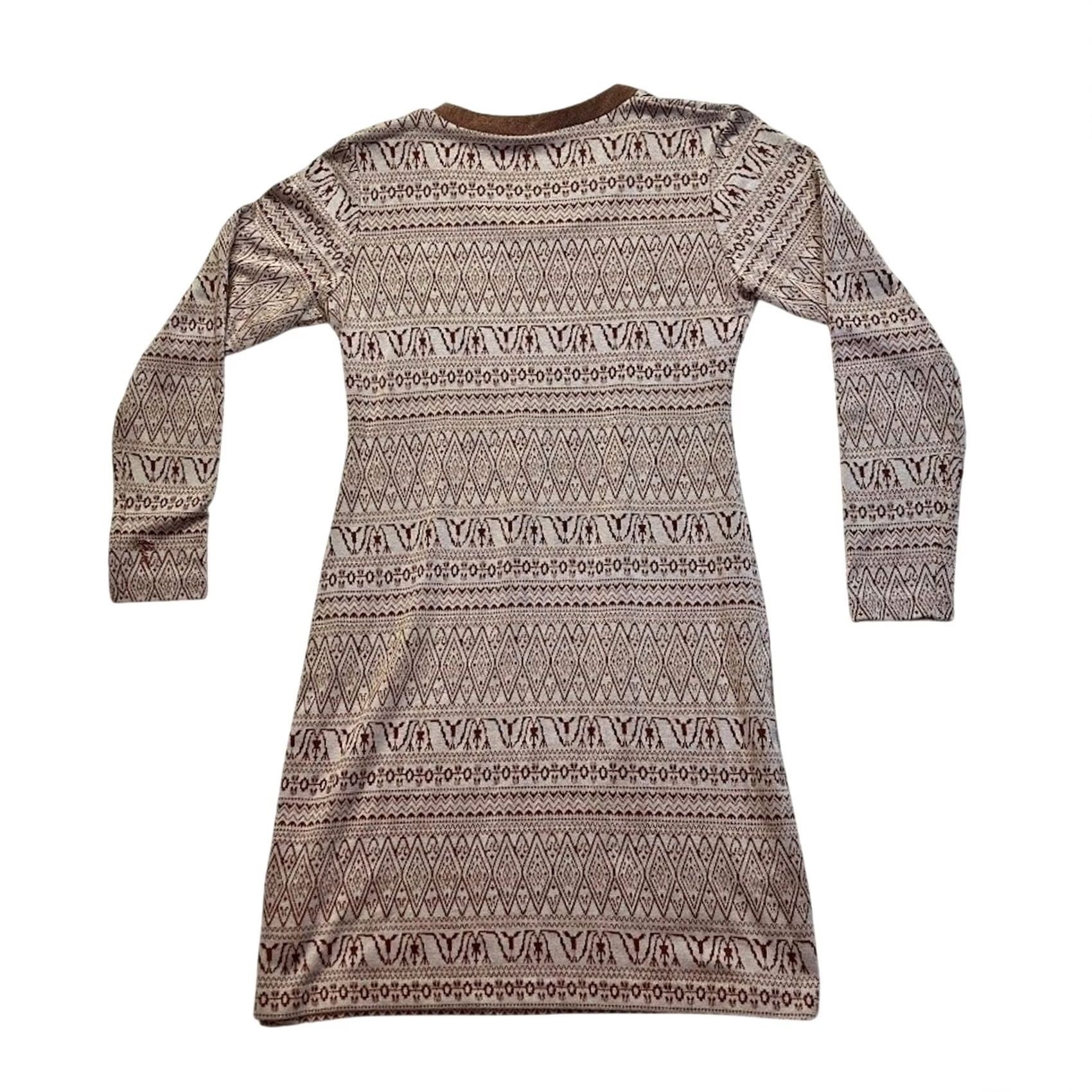 KAVU KAVU Sweater Womens XXS Brown Fair Isle Mini Dress Tan Size Side Button Accents Size XXS / US 00 / IT 34 - 2 Thumbnail